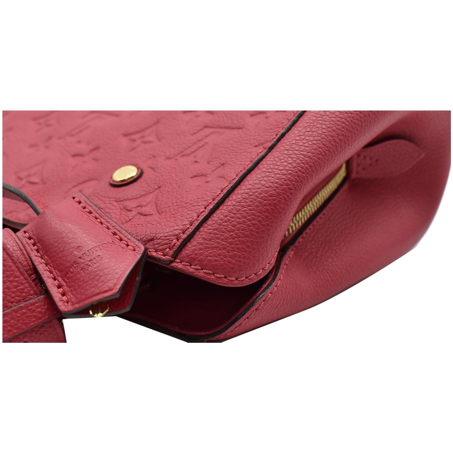 LOUIS VUITTON Montaigne BB Monogram Empreinte Leather Satchel Bag Dahlia