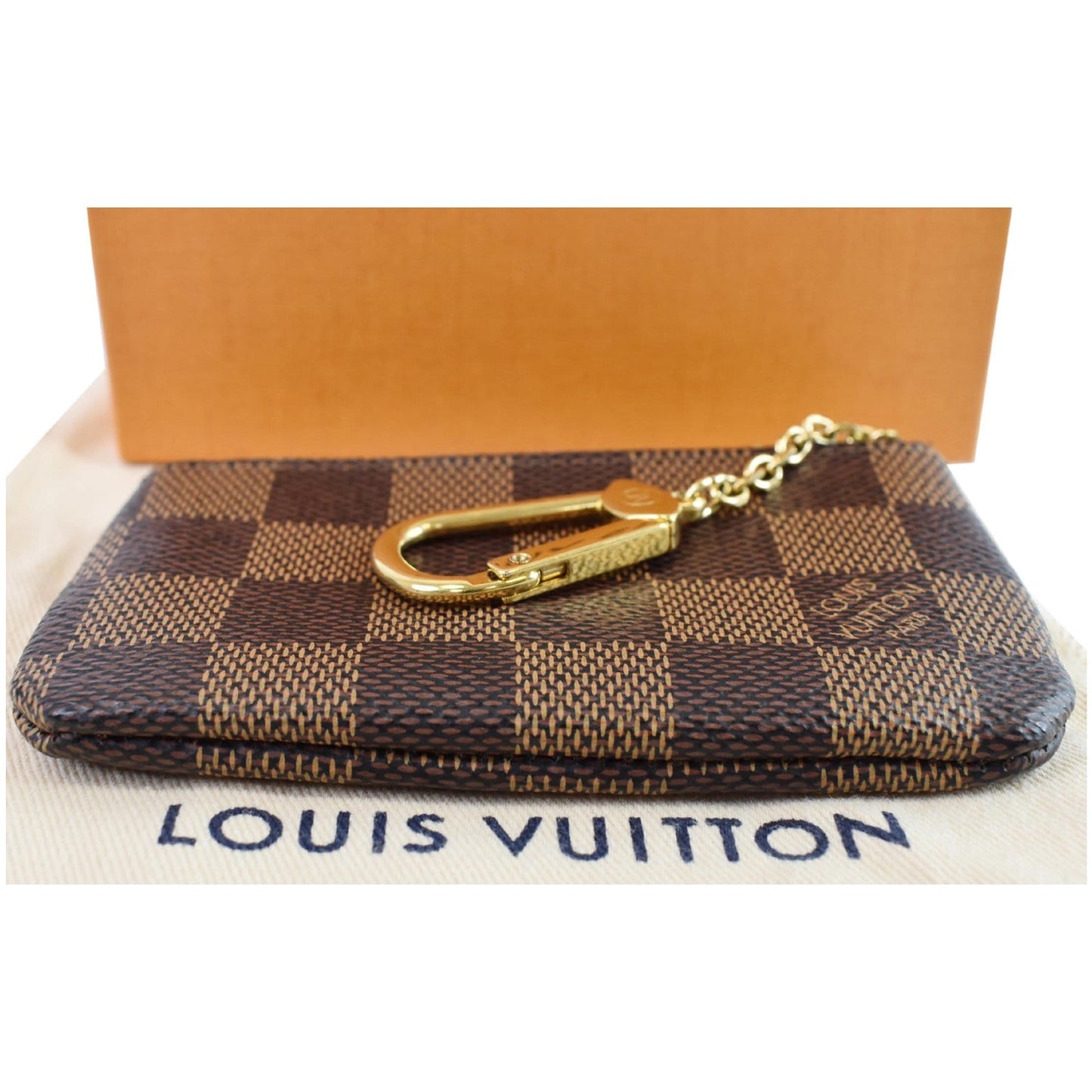 LOUIS VUITTON Pochette Key Cles Damier Ebene Coin Case Brown