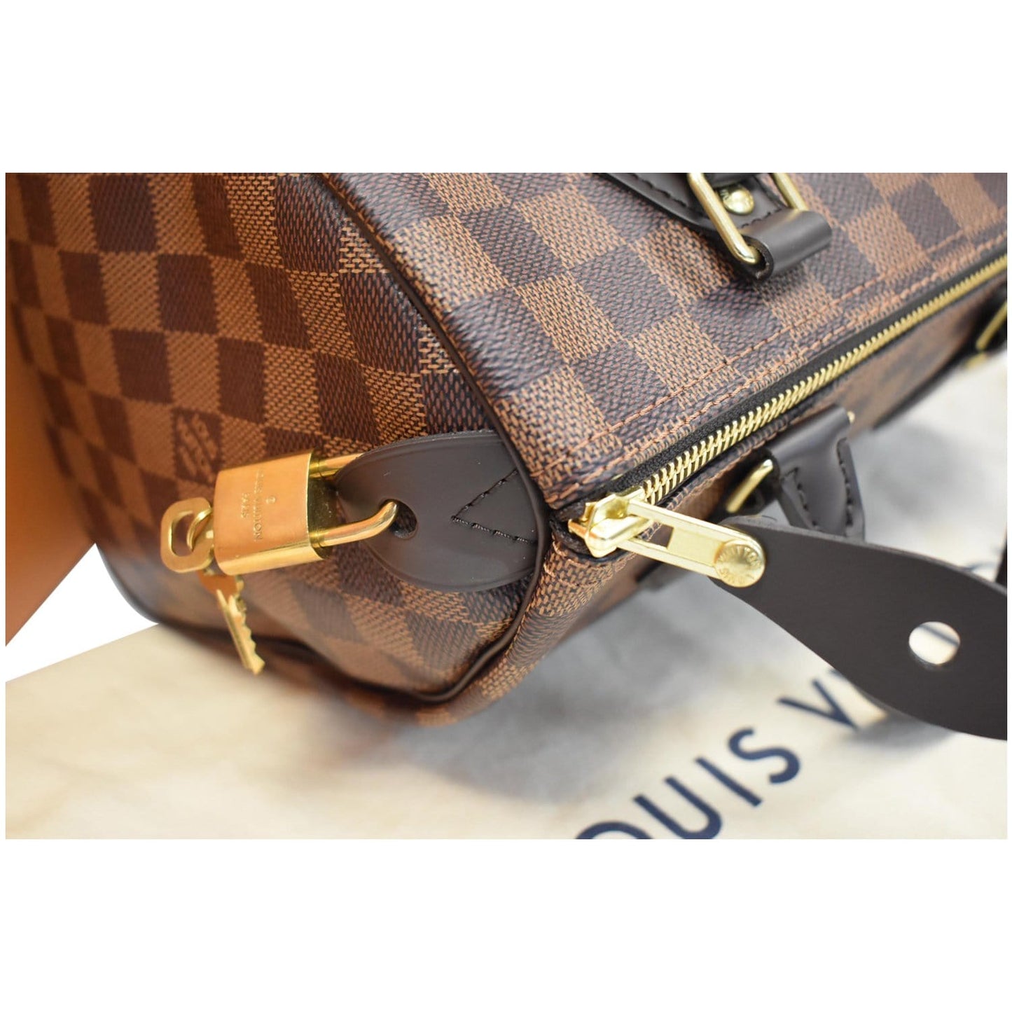 LOUIS VUITTON Speedy 25 Damier Ebene Satchel Bag Brown
