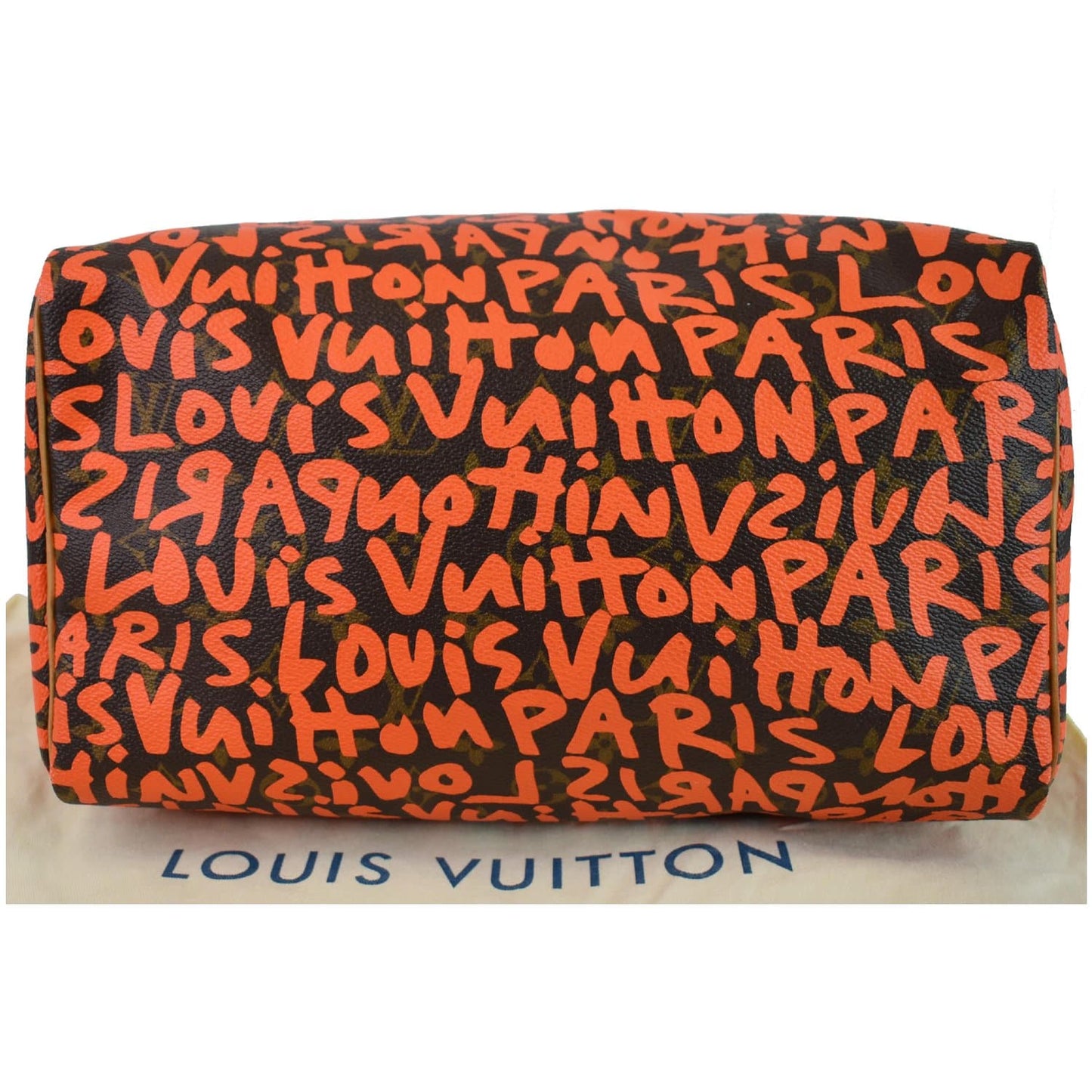 LOUIS VUITTON Speedy 30 Graffiti Monogram Satchel Bag Orange
