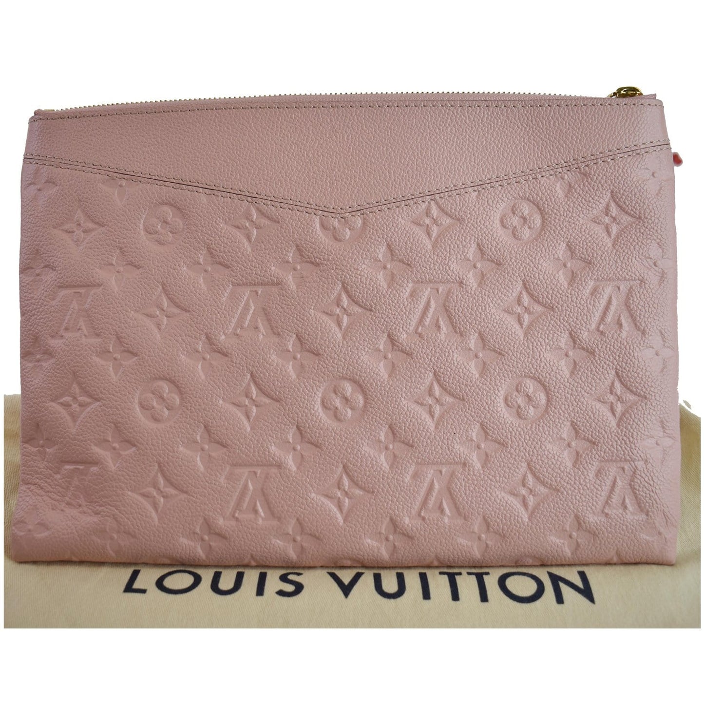 LOUIS VUITTON Daily Pouch Monogram Empreinte Leather Clutch Rose Poudre