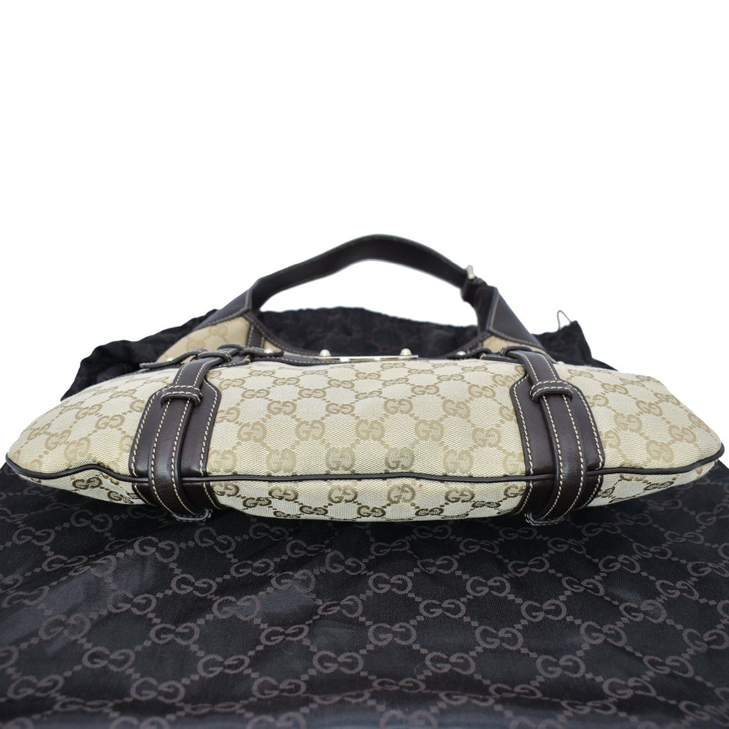 GUCCI 85th Anniversary Horsebit GG Canvas Hobo Bag Beige 163804