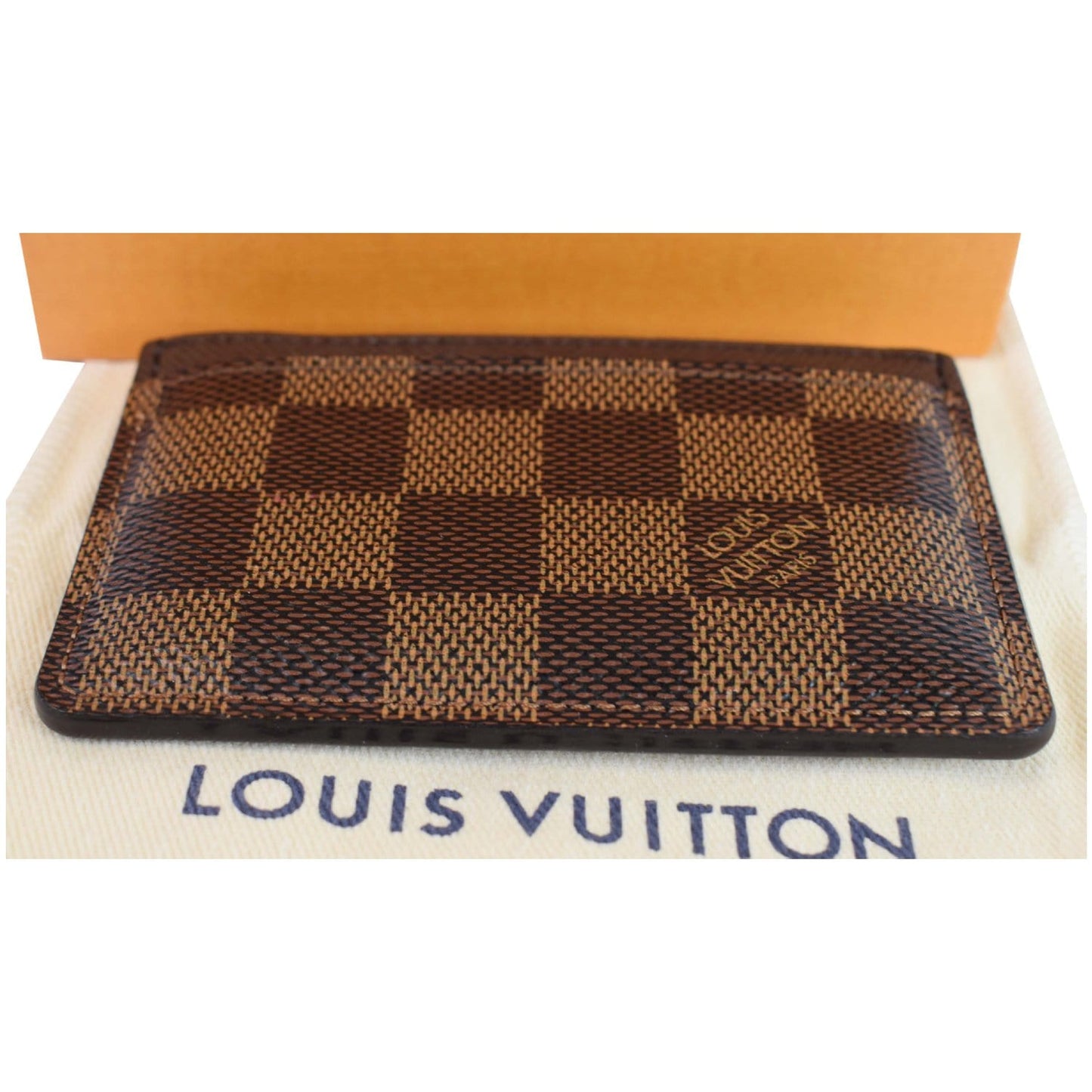 LOUIS VUITTON Damier Ebene Card Holder Brown