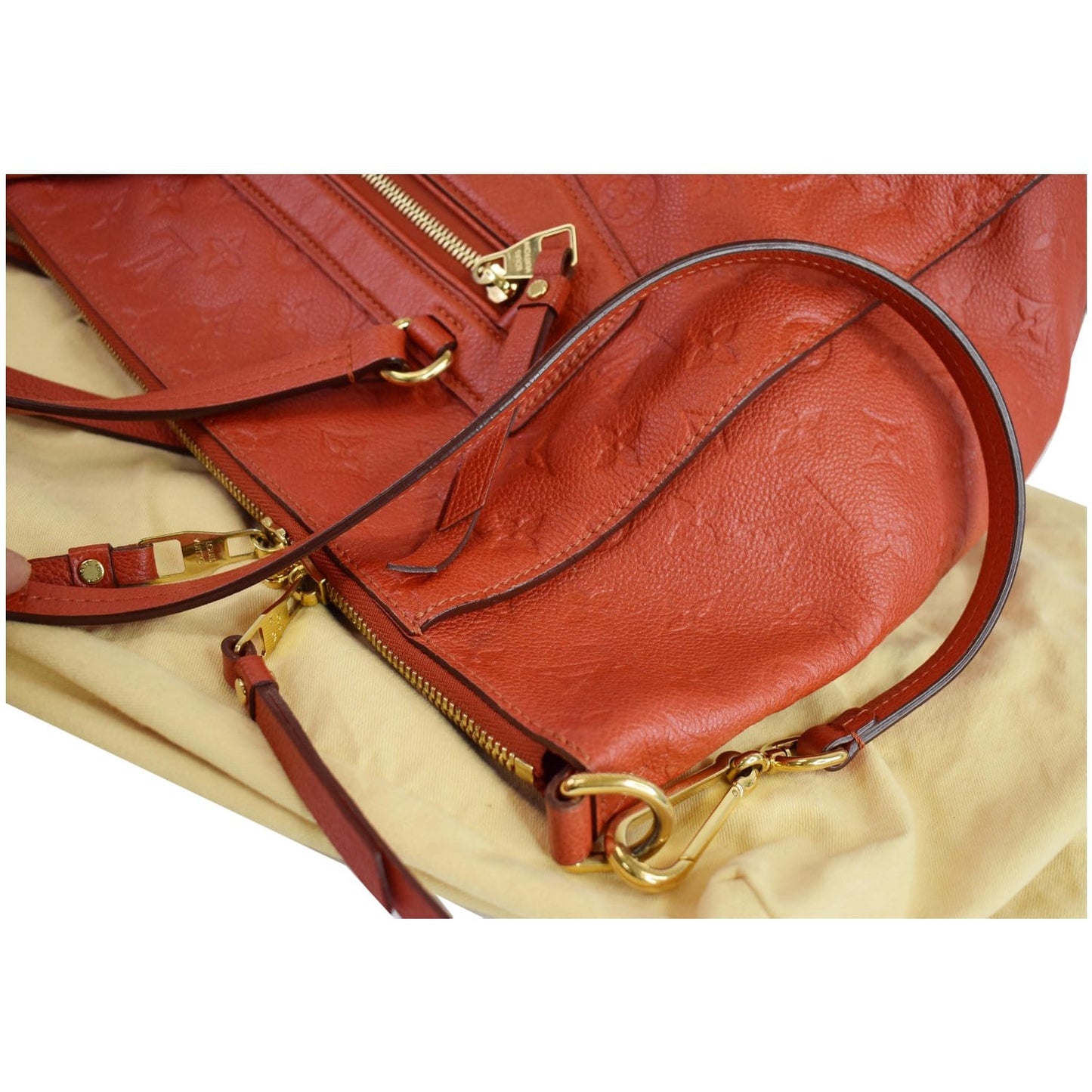 LOUIS VUITTON Lumineuse PM Monogram Empreinte Leather Shoulder Bag Red