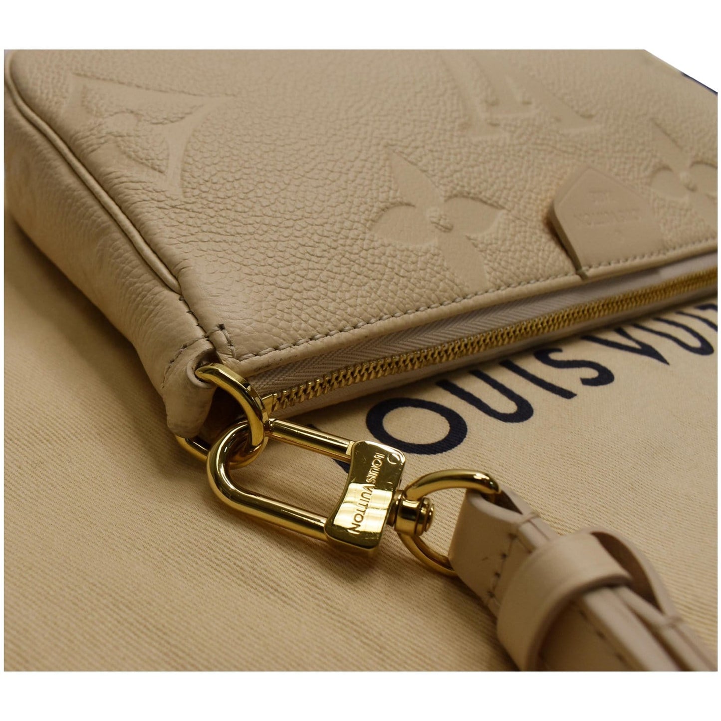 LOUIS VUITTON Multi Pochette Accessories Empreinte Shoulder Bag Cream