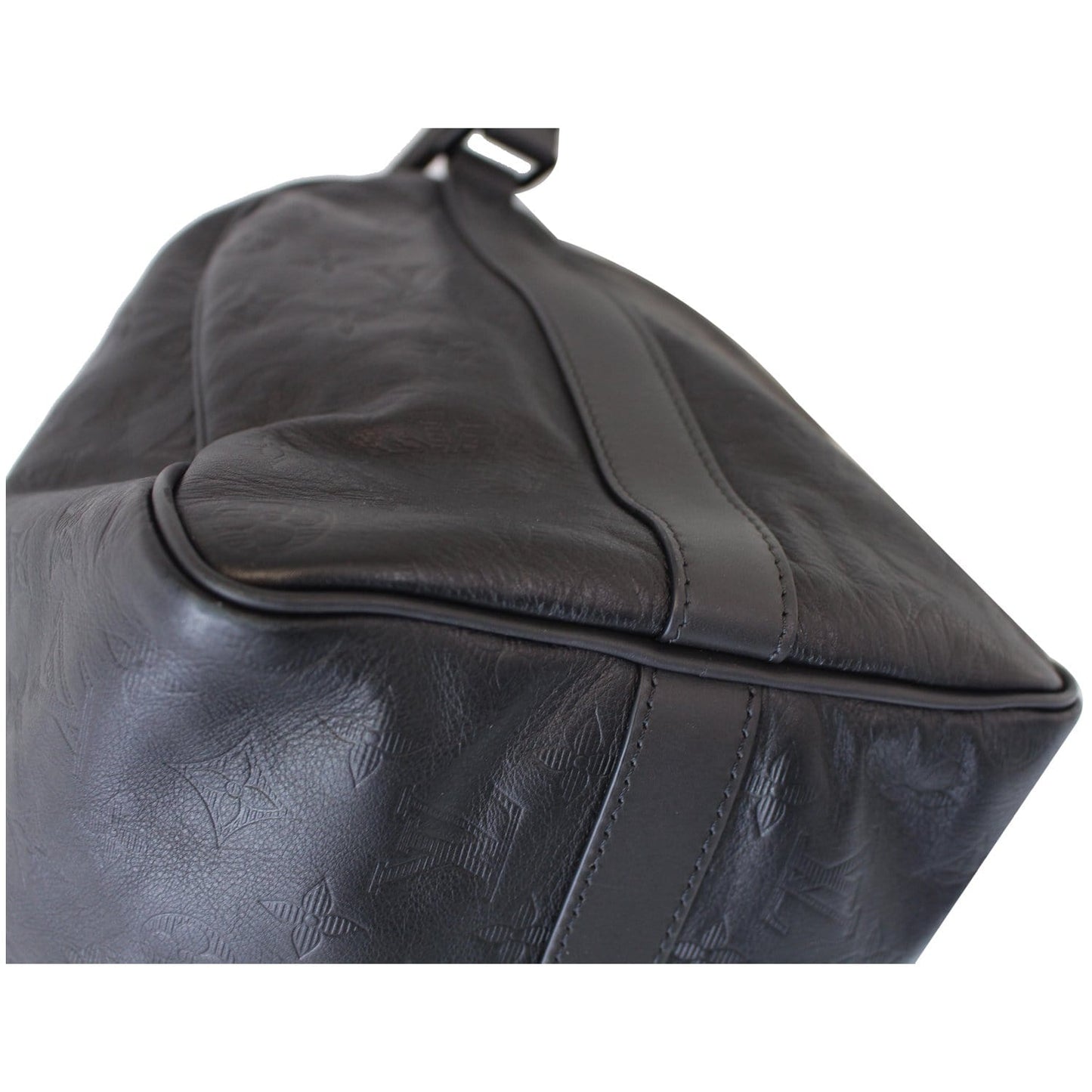 LOUIS VUITTON Speedy Bandouliere 40 Shadow Calf Leather Satchel Bag Black