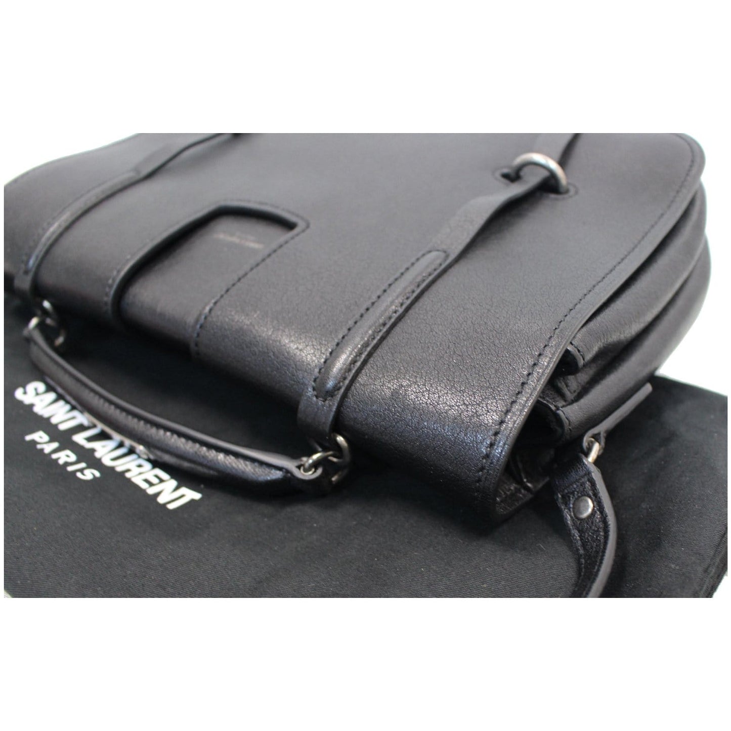YVES SAINT LAURENT Large Charlotte Leather Messenger Bag Black