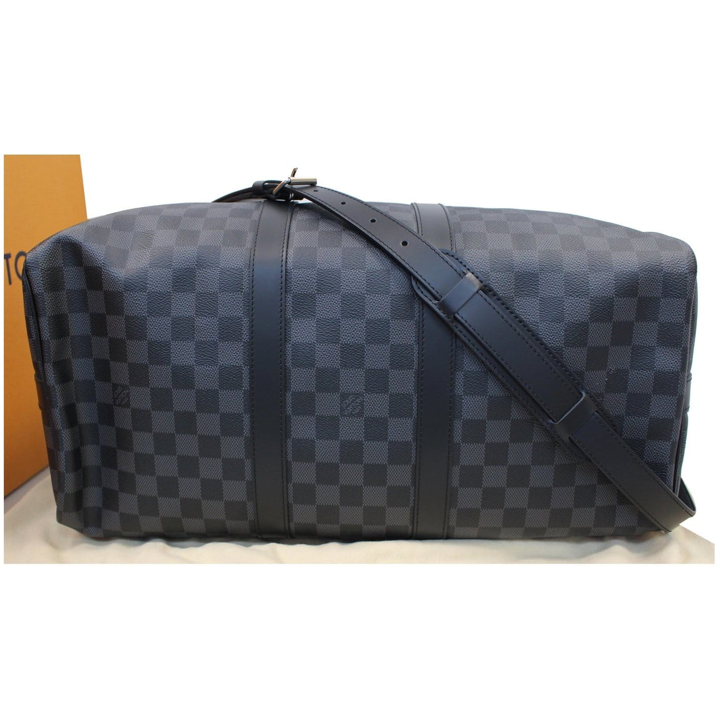 LOUIS VUITTON Keepall 45 Damier Graphite Bandouliere Travel Bag Black