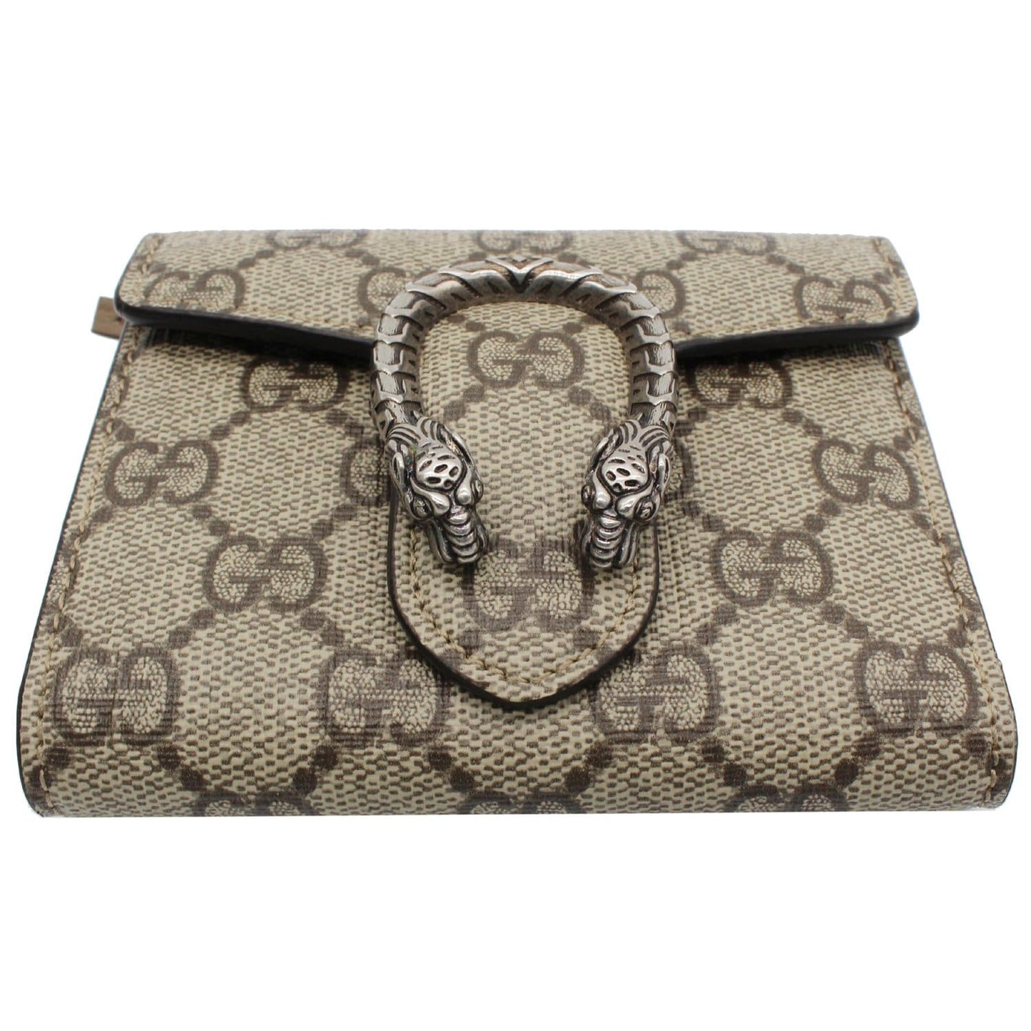 GUCCI Dionysus GG Supreme Canvas Card Case Wallet Beige 627073