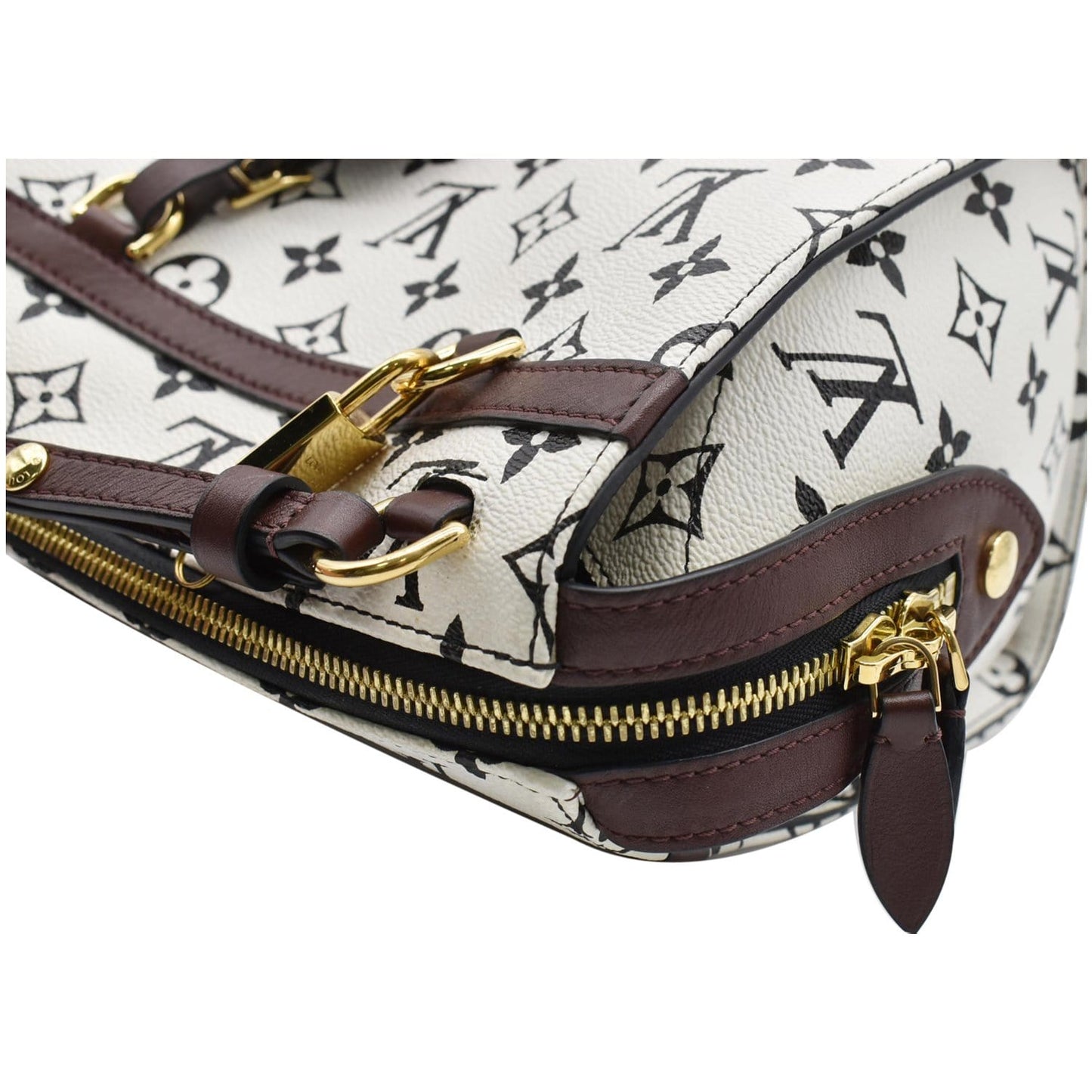 LOUIS VUITTON Speedy Amazon PM Monogram Canvas Crossbody Bag White Chocolat