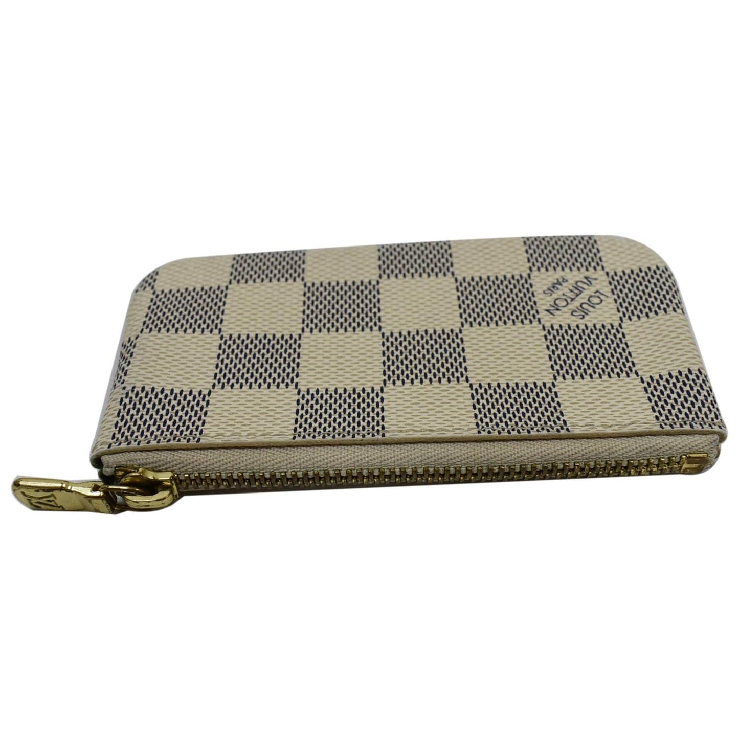 LOUIS VUITTON Pochette Key Cles Damier Azur Coin Case White