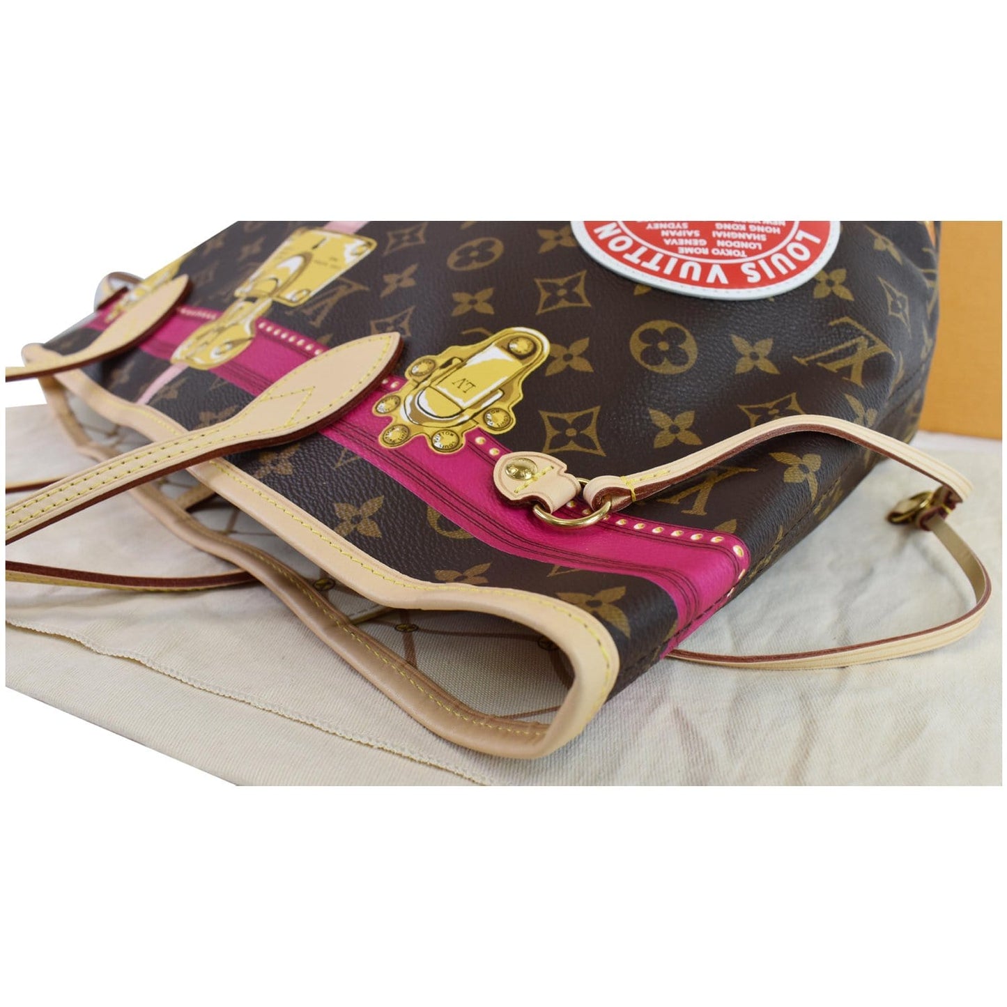 LOUIS VUITTON Neverfull MM Summer Trunk Monogram Canvas Shoulder Bag Brown