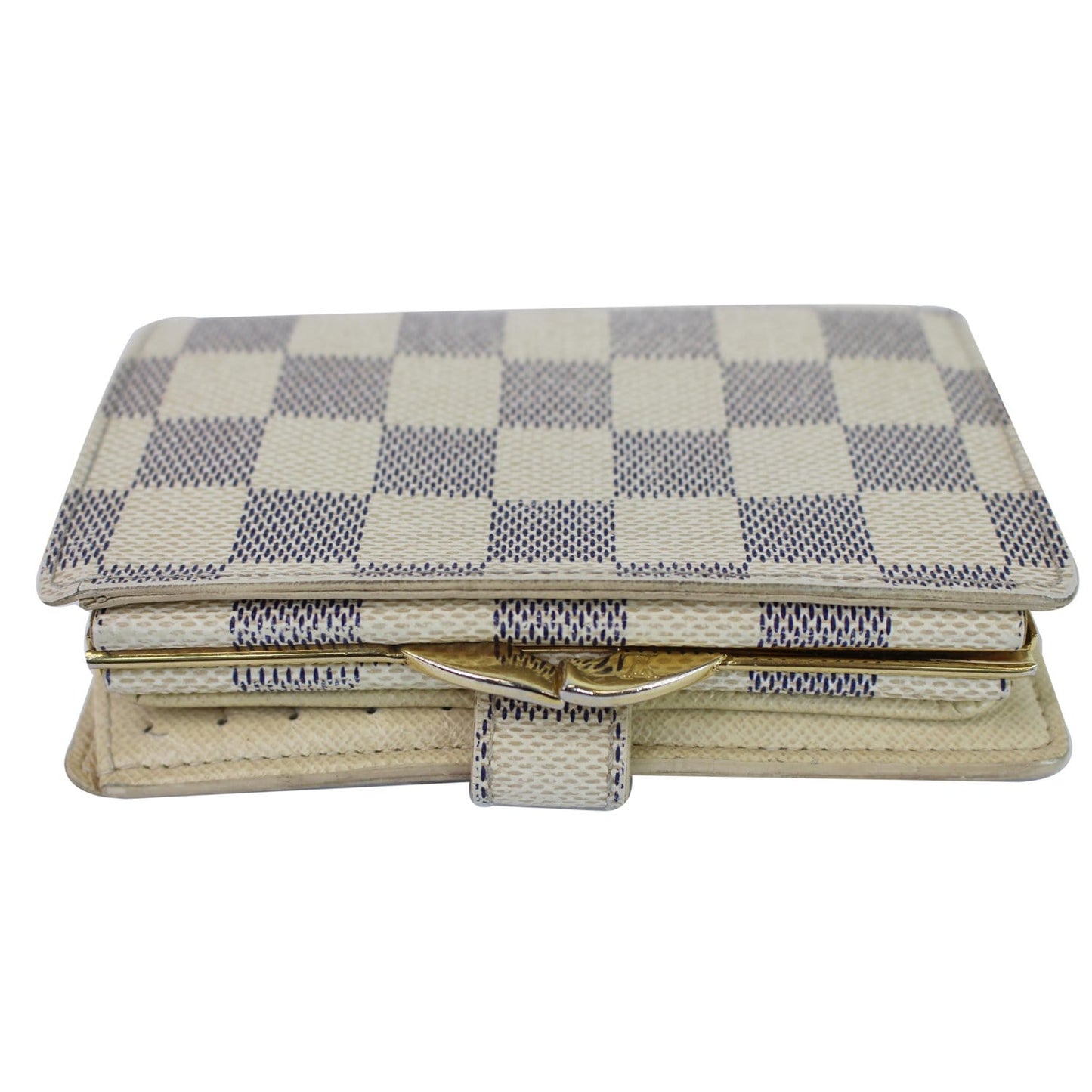 LOUIS VUITTON French Kisslock Damier Auzr Wallet Brown