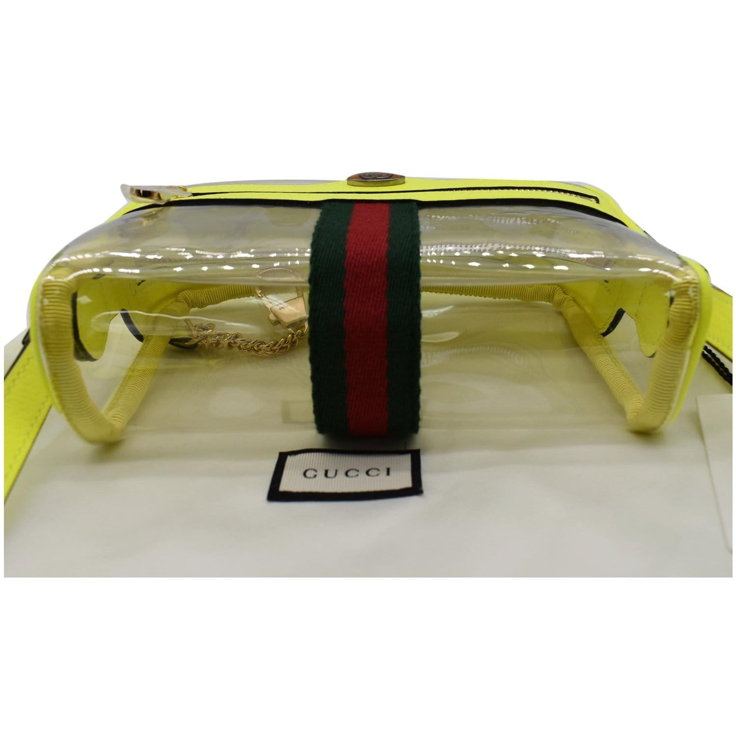 GUCCI Ophidia Mini GG Web PVC Crossbody Bag Neon Yellow 517350