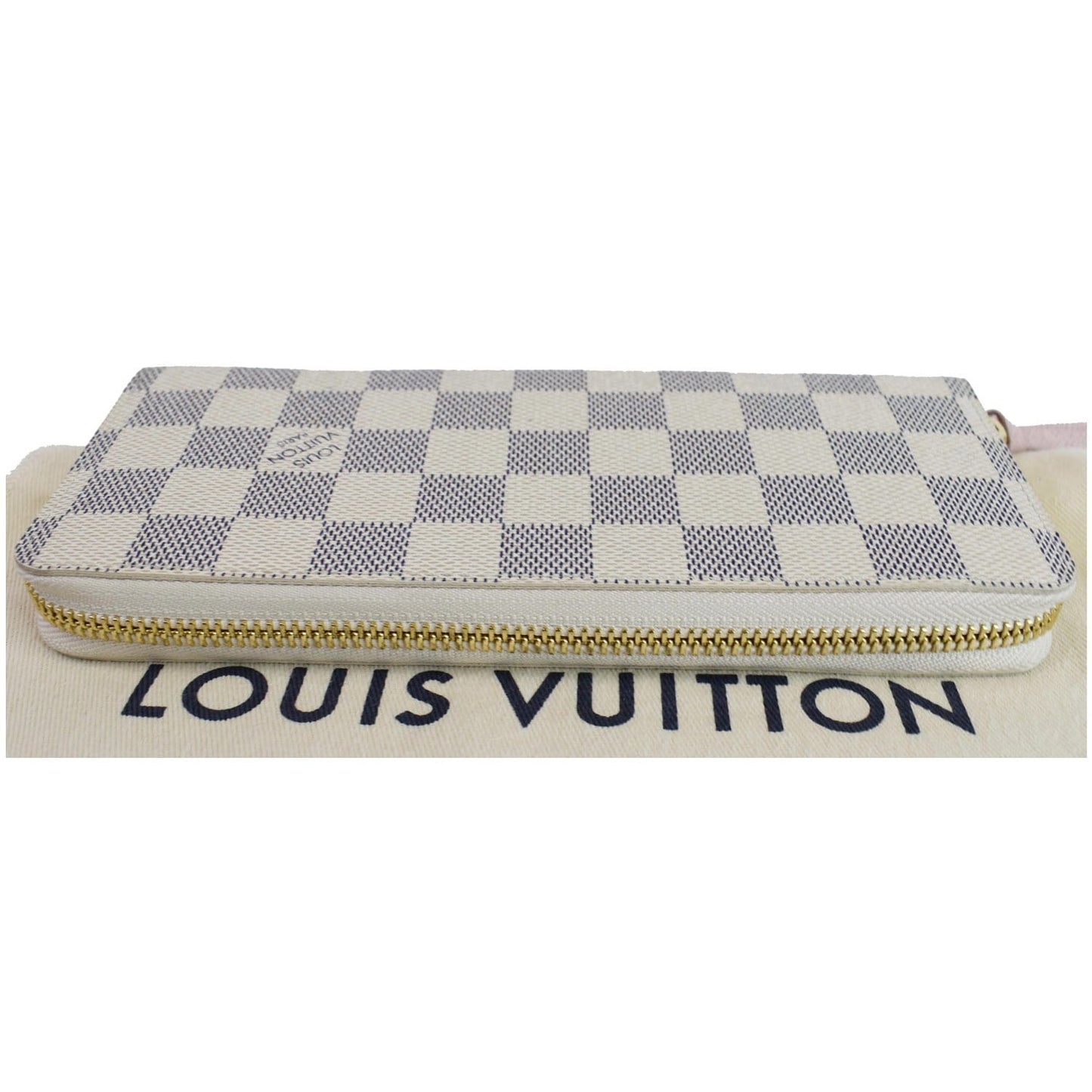 LOUIS VUITTON Clemence Damier Azur Zippy Wallet White