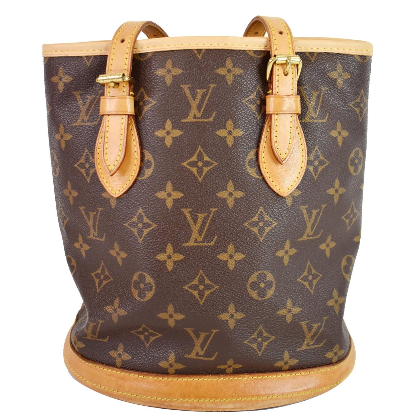LOUIS VUITTON Petit Bucket Monogram Canvas Shoulder Bag Brown