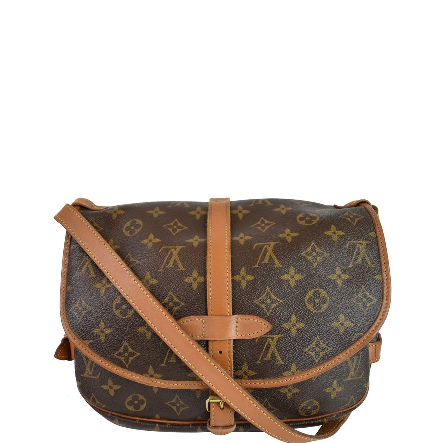LOUIS VUITTON Saumur 30 Monogram Canvas Shoulder Bag Brown