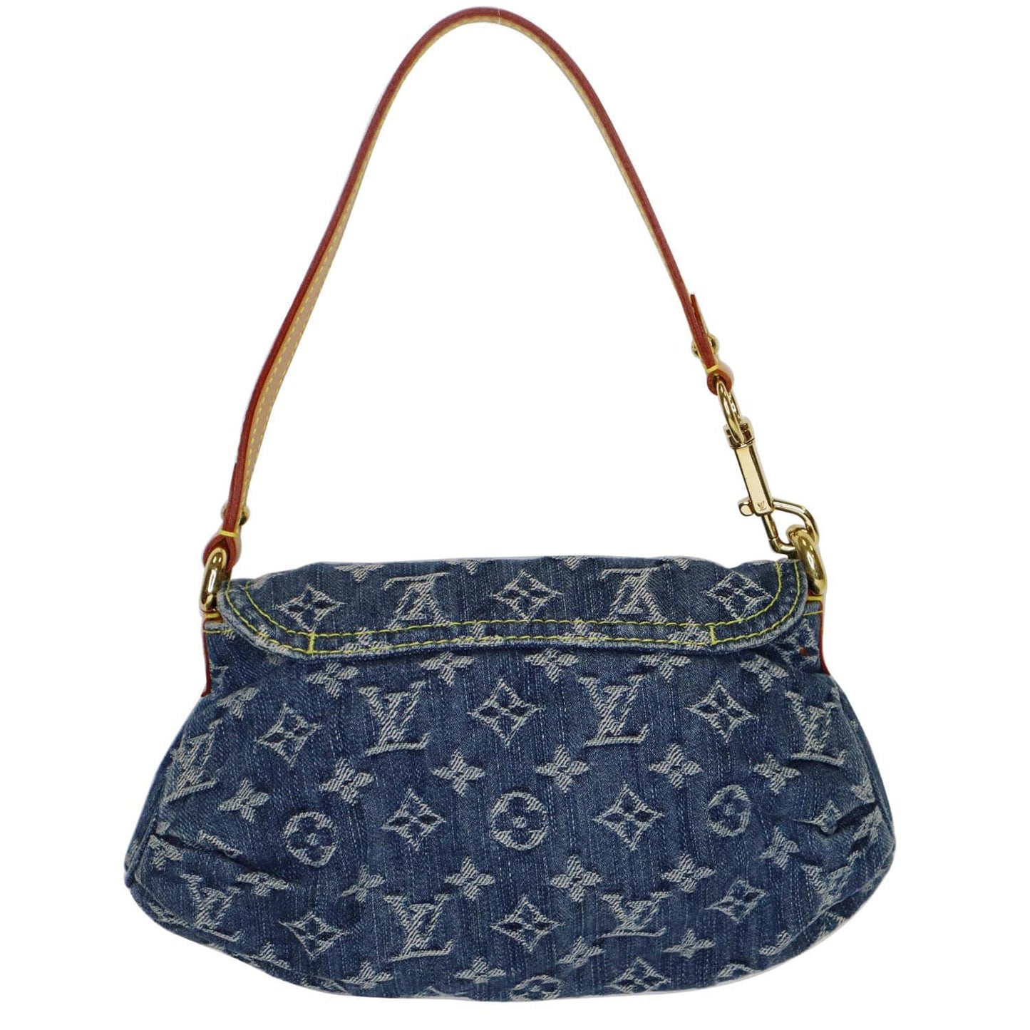 LOUIS VUITTON Mini Pleaty Monogram Denim Shoulder Handbag Blue