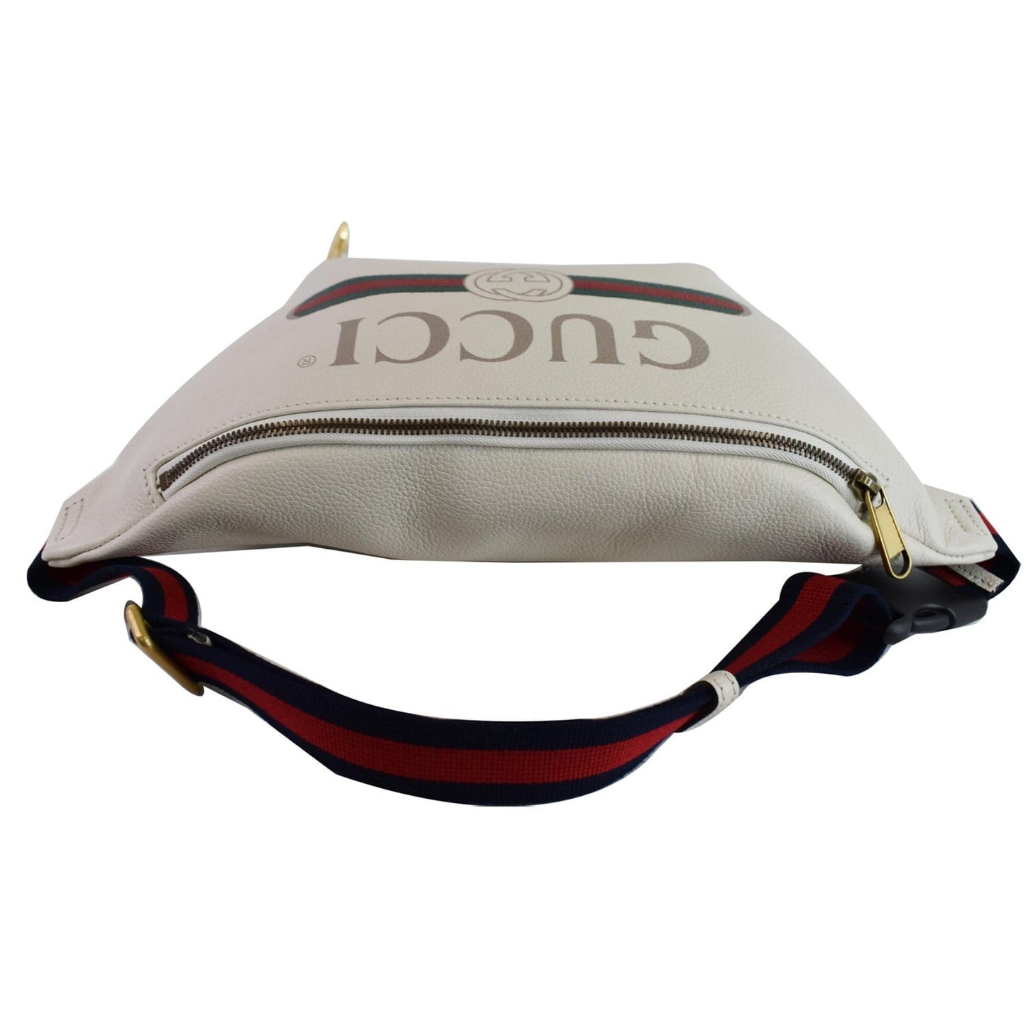 GUCCI Print Leather Medium Belt Waist Bum Bag White 530412