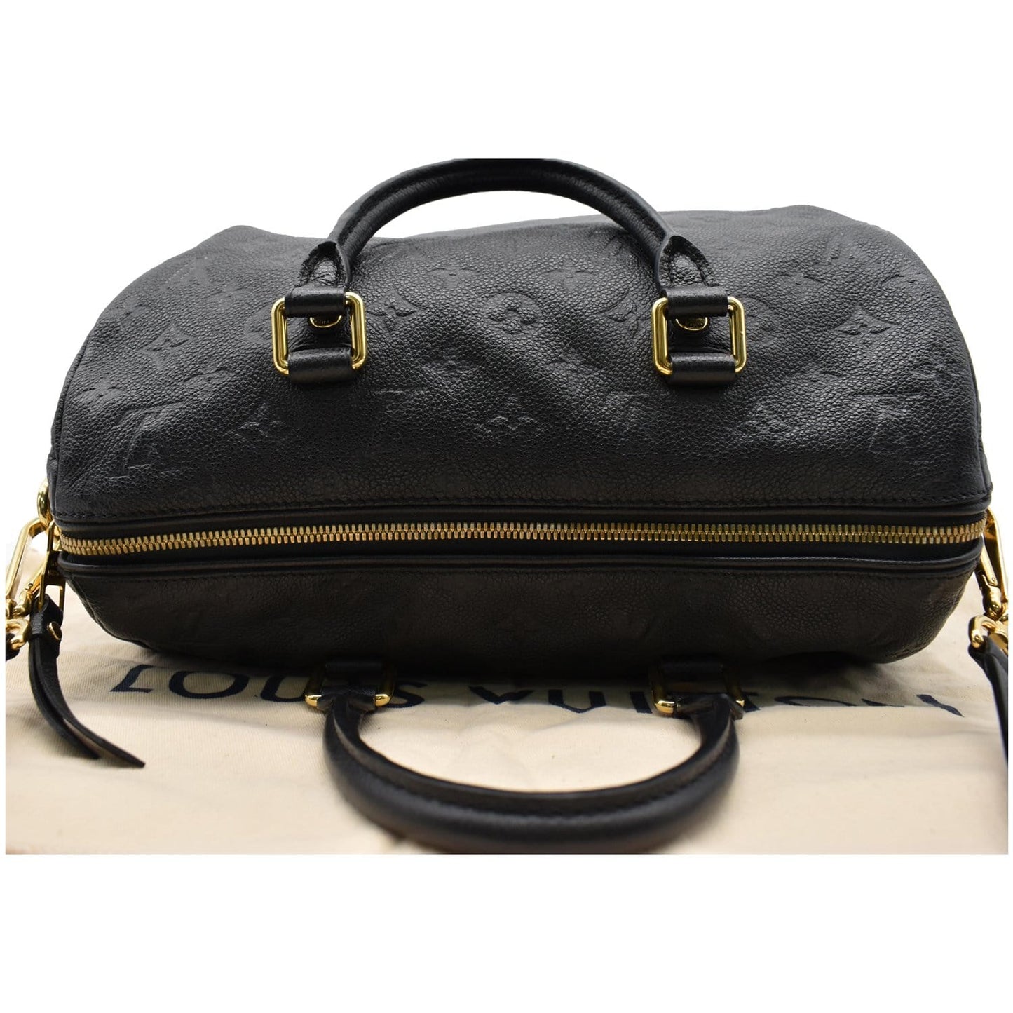 LOUIS VUITTON Speedy 30 Bandouliere Monogram Empreinte Leather Shoulder Bag Black