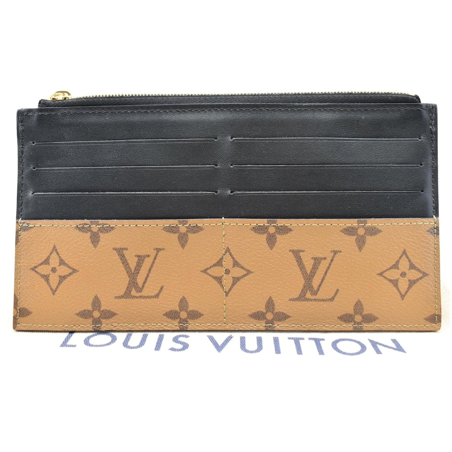 LOUIS VUITTON Slim Purse Monogram Reverse Canvas Wallet Brown