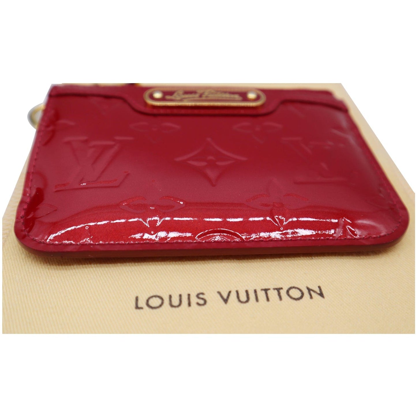LOUIS VUITTON Pochette Key Cles Monogram Vernis Coin Case Red
