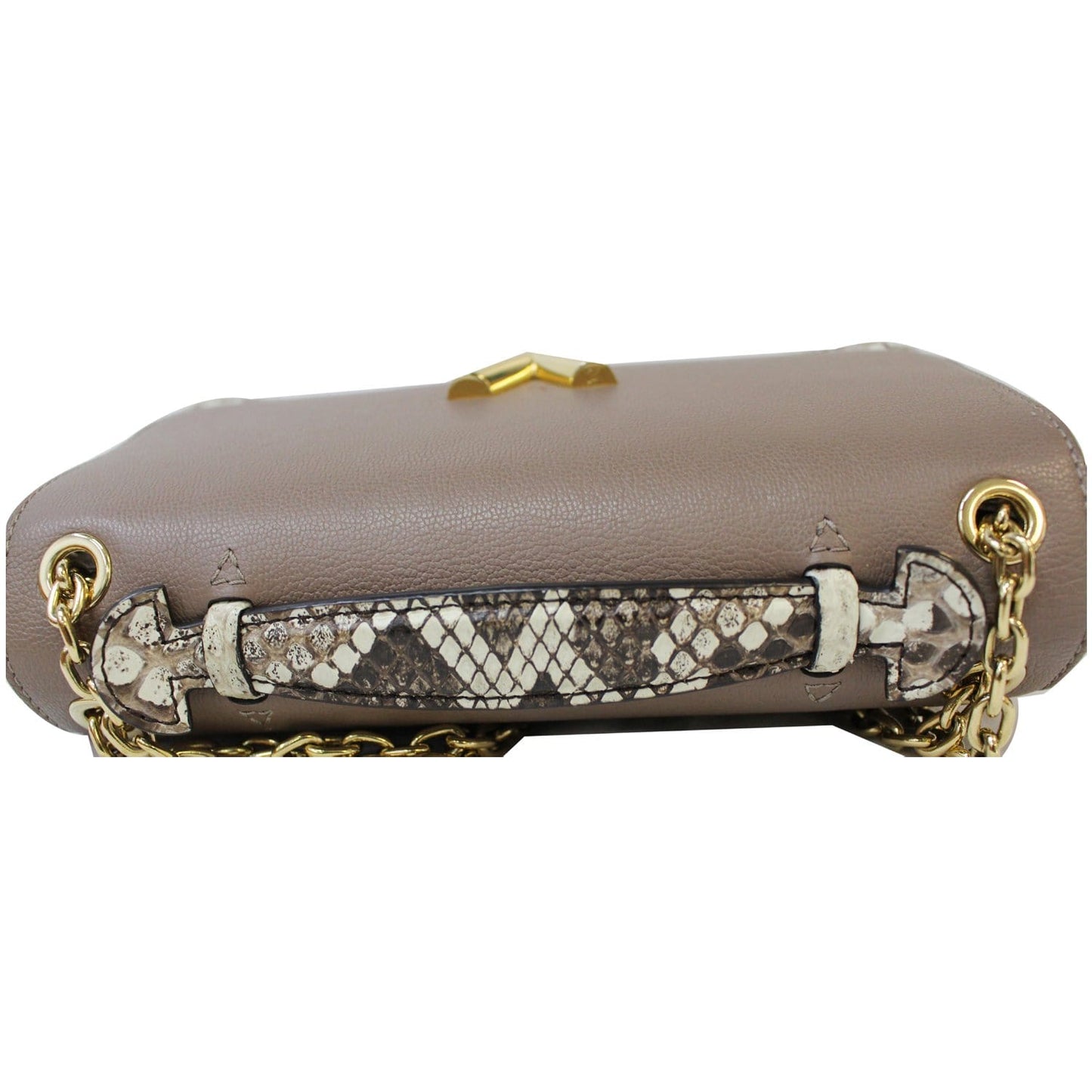 LOUIS VUITTON Python Very Chain Leather Shoulder Bag Taupe