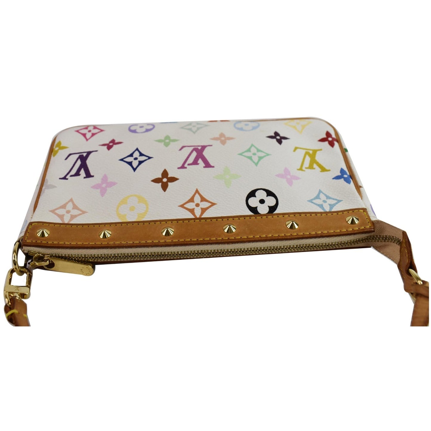 LOUIS VUITTON Pochette Accessories Multicolor Monogram Pouch White