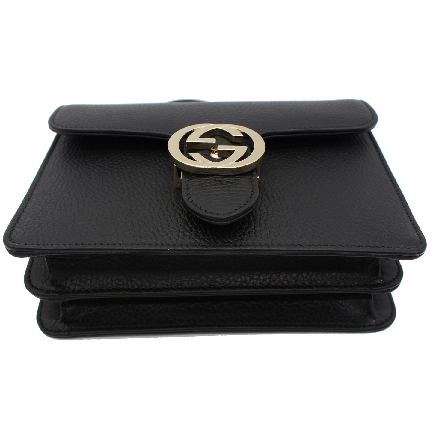 GUCCI Interlocking GG Leather Crossbody Bag Black 510304