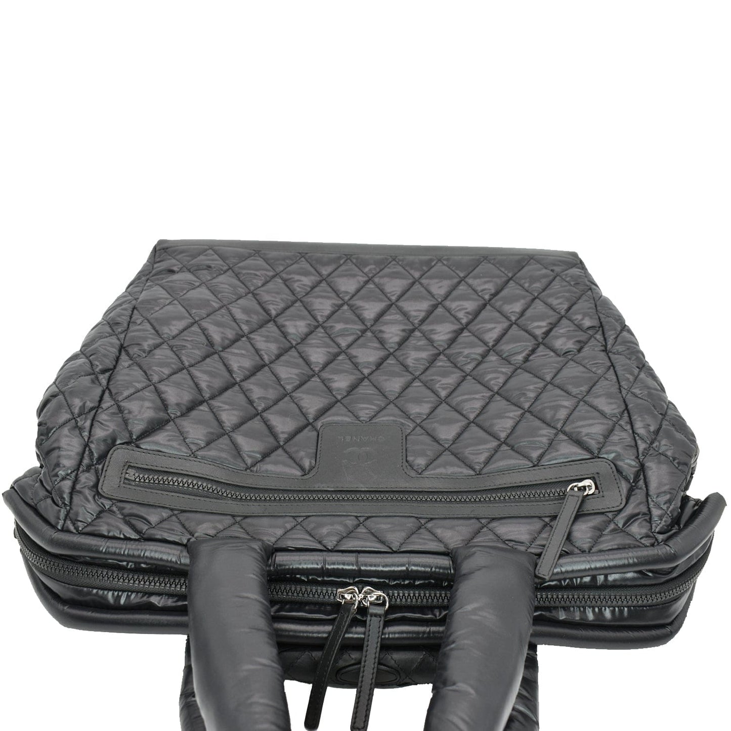 CHANEL Coco Cocoon Quilted Nylon Trolley Rolling Bag Black
