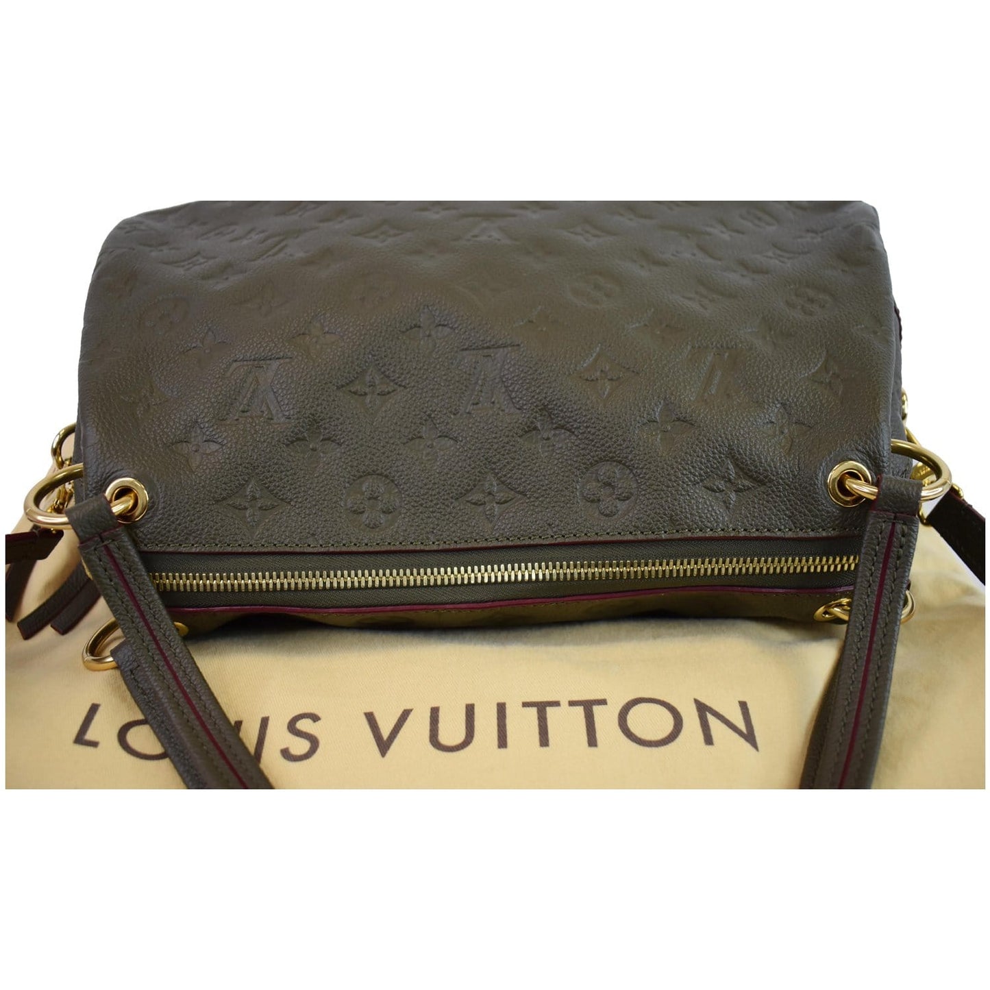 LOUIS VUITTON Ponthieu PM Empreinte Leather Shoulder Bag Olive