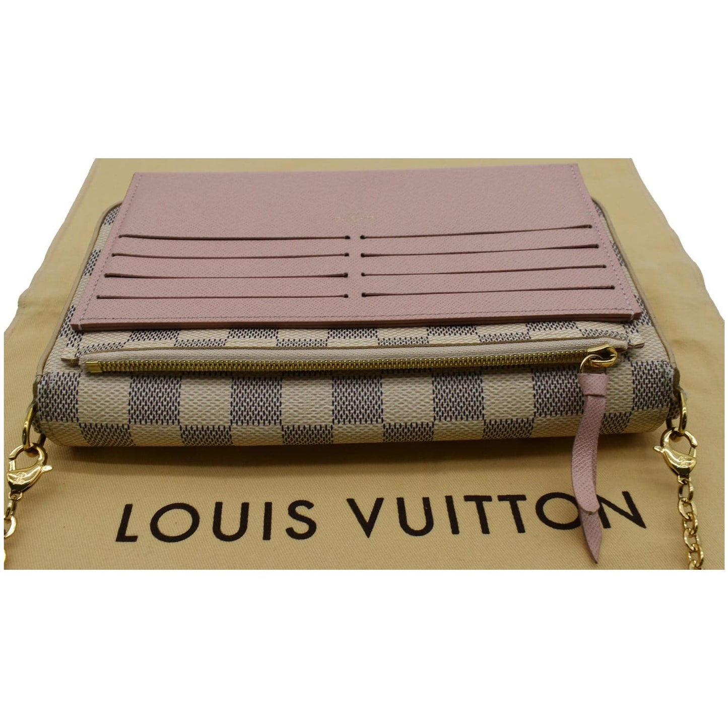 LOUIS VUITTON Felicie Pochette Damier Azur Crossbody Bag White