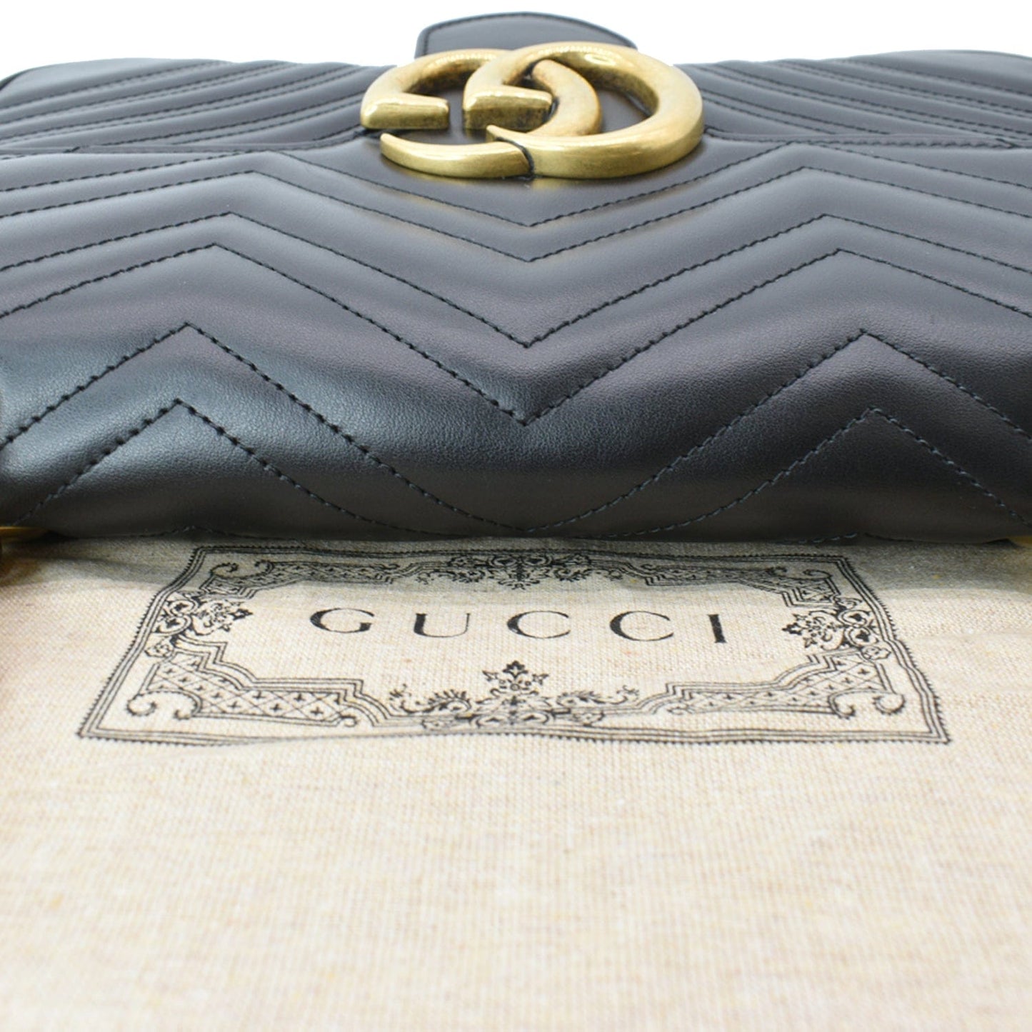 GUCCI GG Marmont Medium Matelasse Shoulder Bag Black 443496