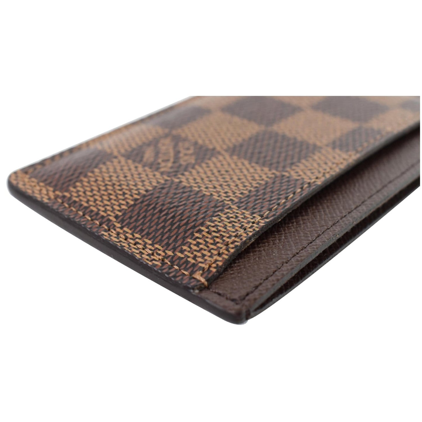 LOUIS VUITTON Card Holder Damier Ebene Brown