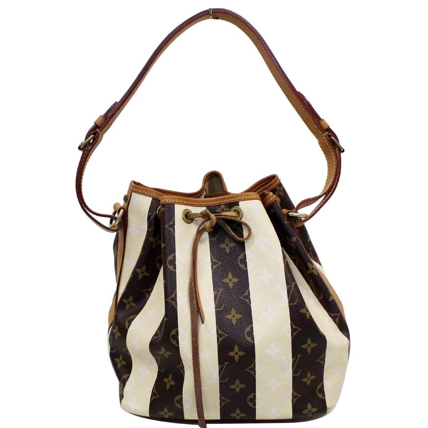 LOUIS VUITTON Petit Noe Monogram Rayures Shoulder Bag Brown