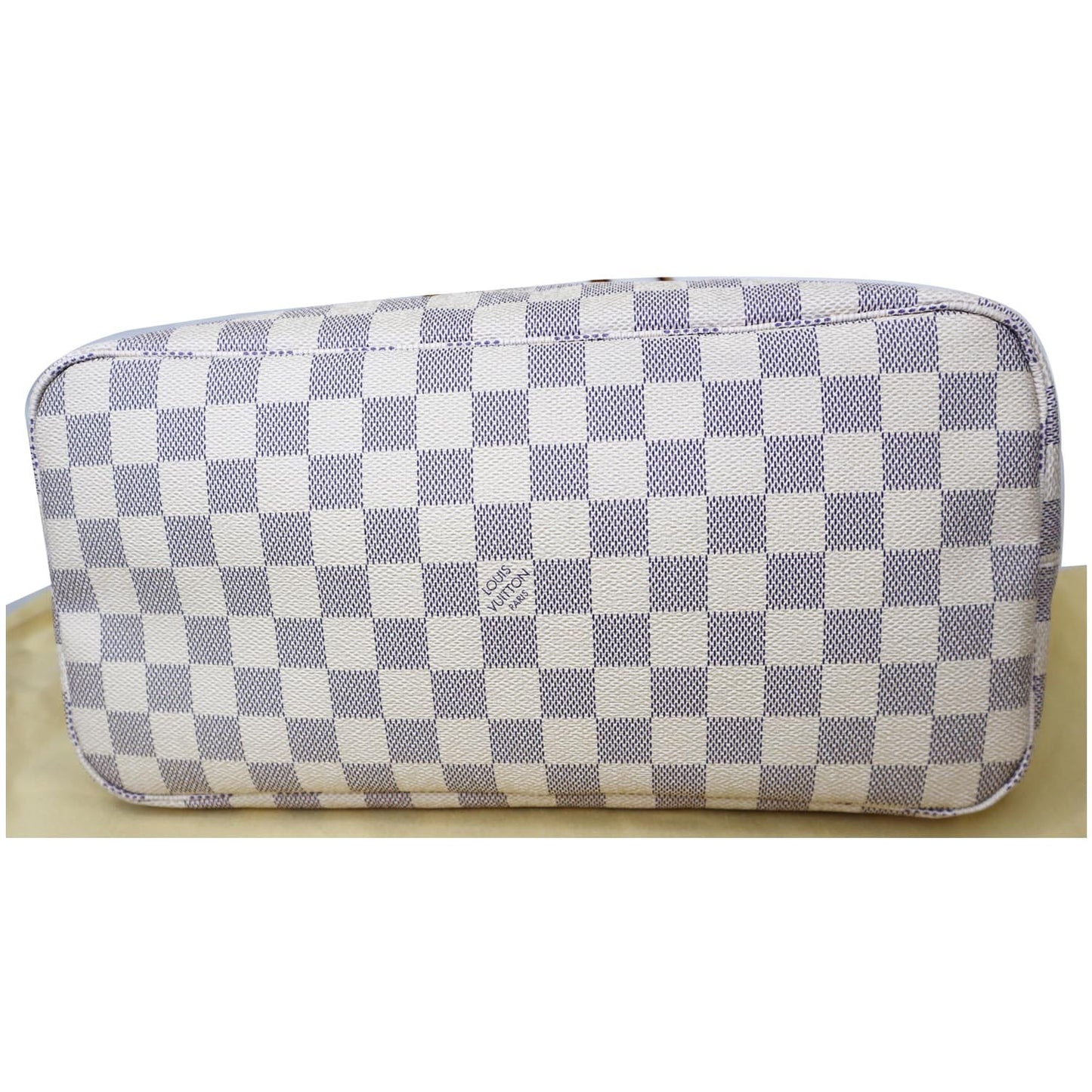 LOUIS VUITTON Neverfull MM Damier Azur Tote Shoulder Bag White