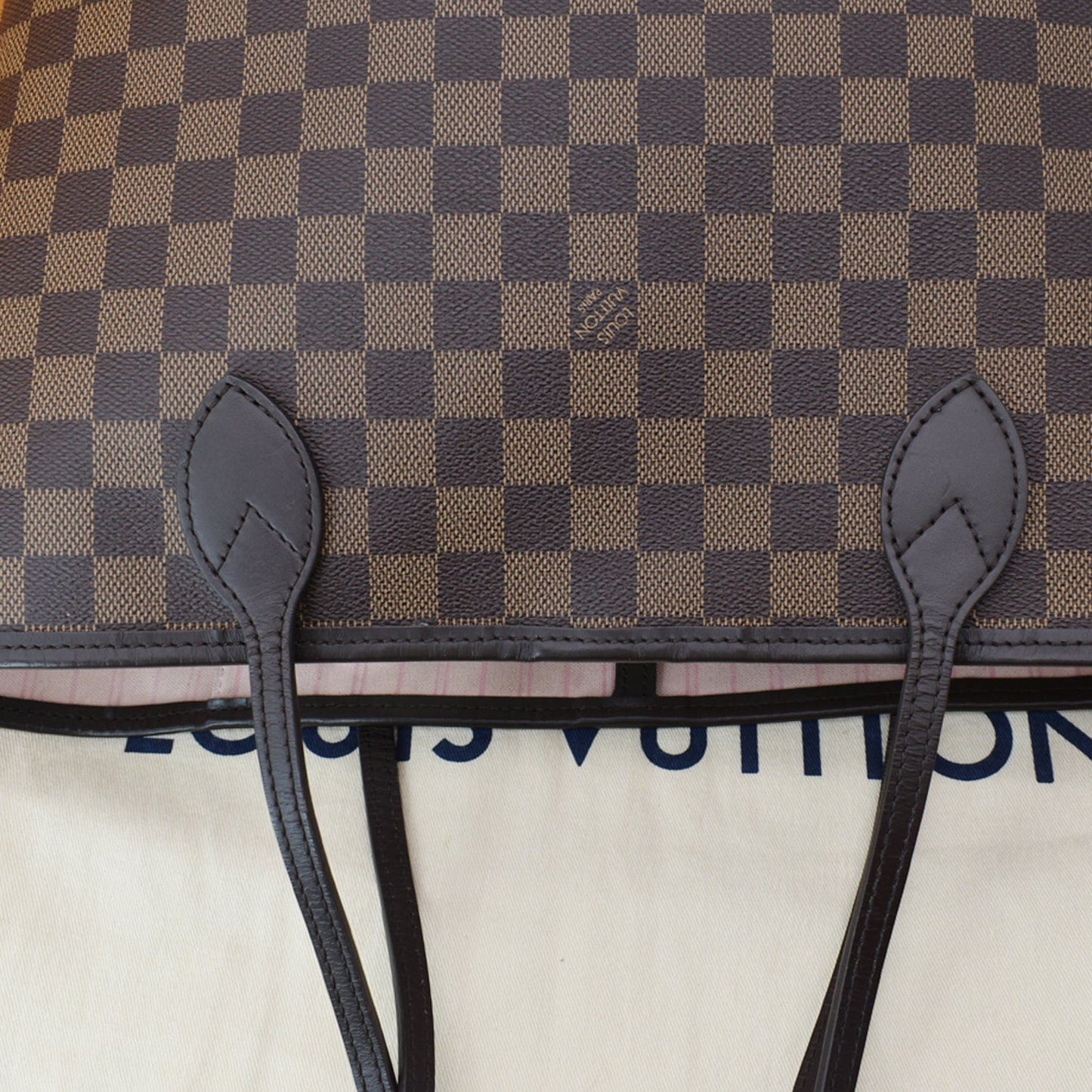 LOUIS VUITTON Neverfull MM Damier Ebene Tote Bag Brown - Hot Deals