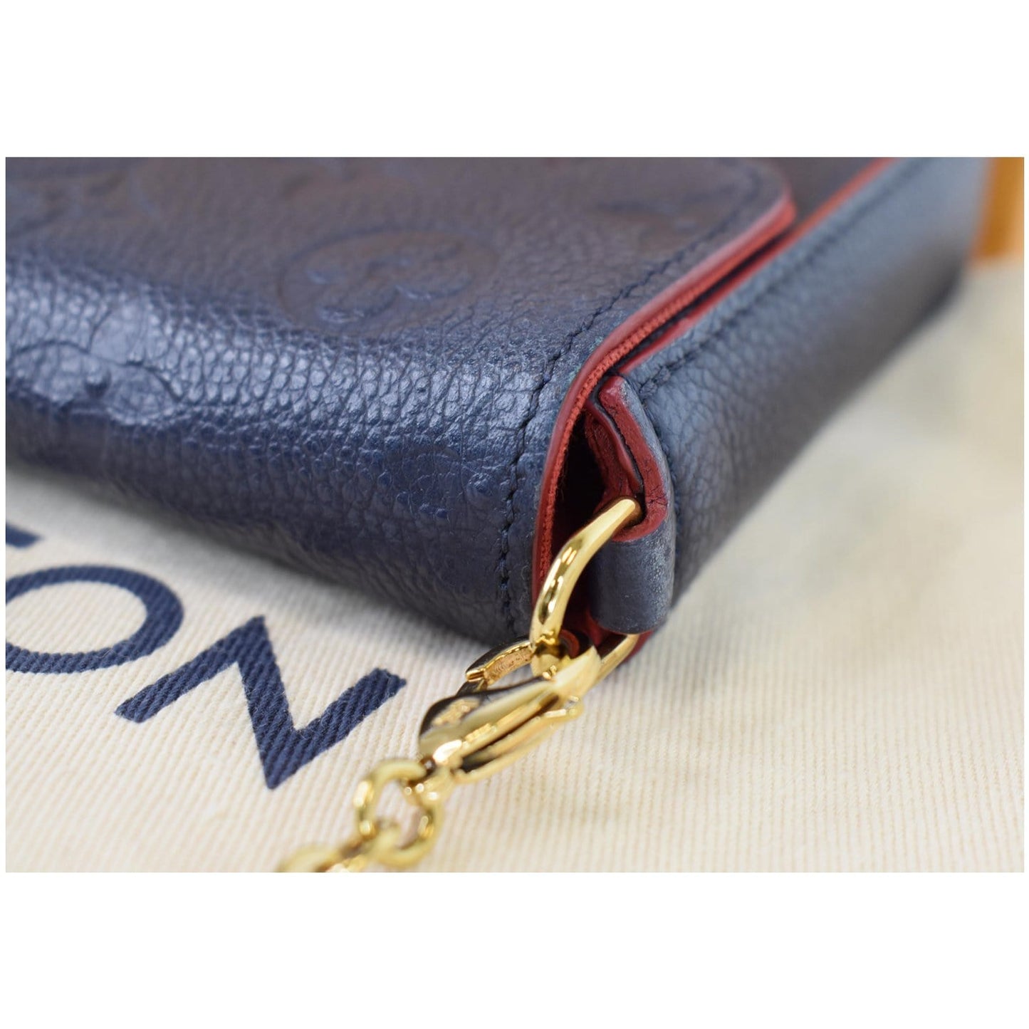 LOUIS VUITTON Pochette Felicie Monogram Empreinte Chain Wallet Navy - 20% OFF