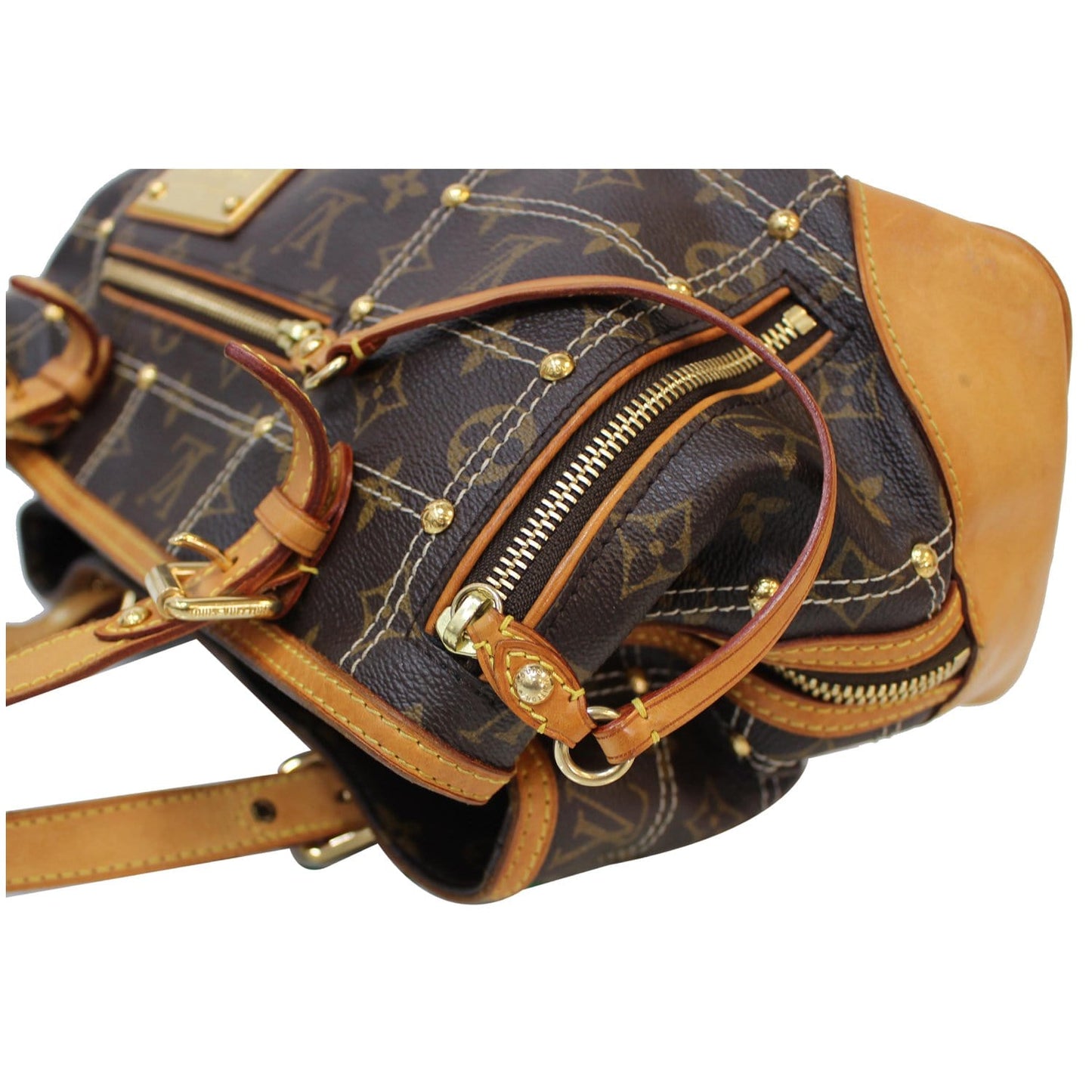 LOUIS VUITTON Riveting Monogram Canvas Tote Bag Brown - 15% OFF