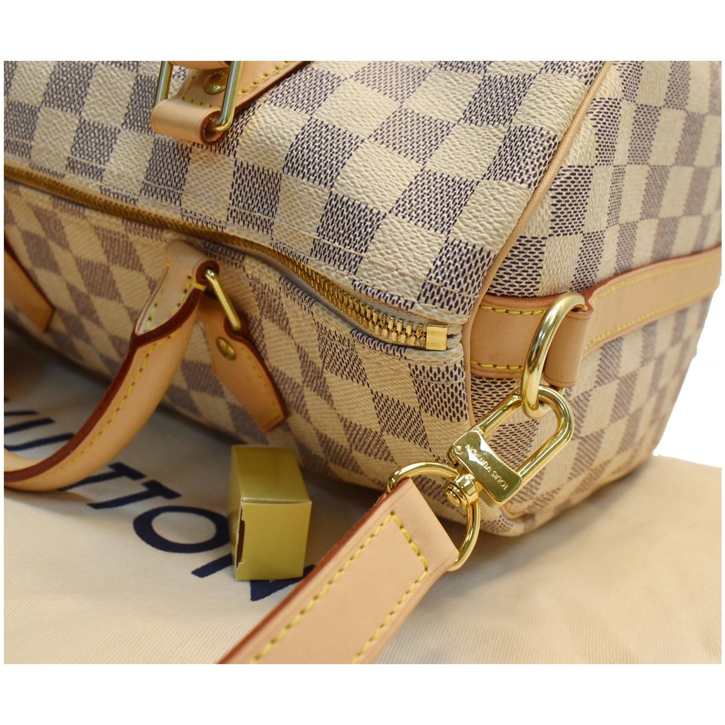 LOUIS VUITTON Speedy 30 Bandouliere Damier Azur Satchel Shoulder Bag White