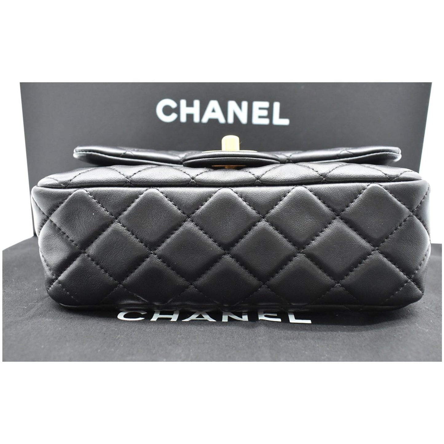 CHANEL Pearl Crush Mini Rectangular Flap Quilted Leather Crossbody Bag Black
