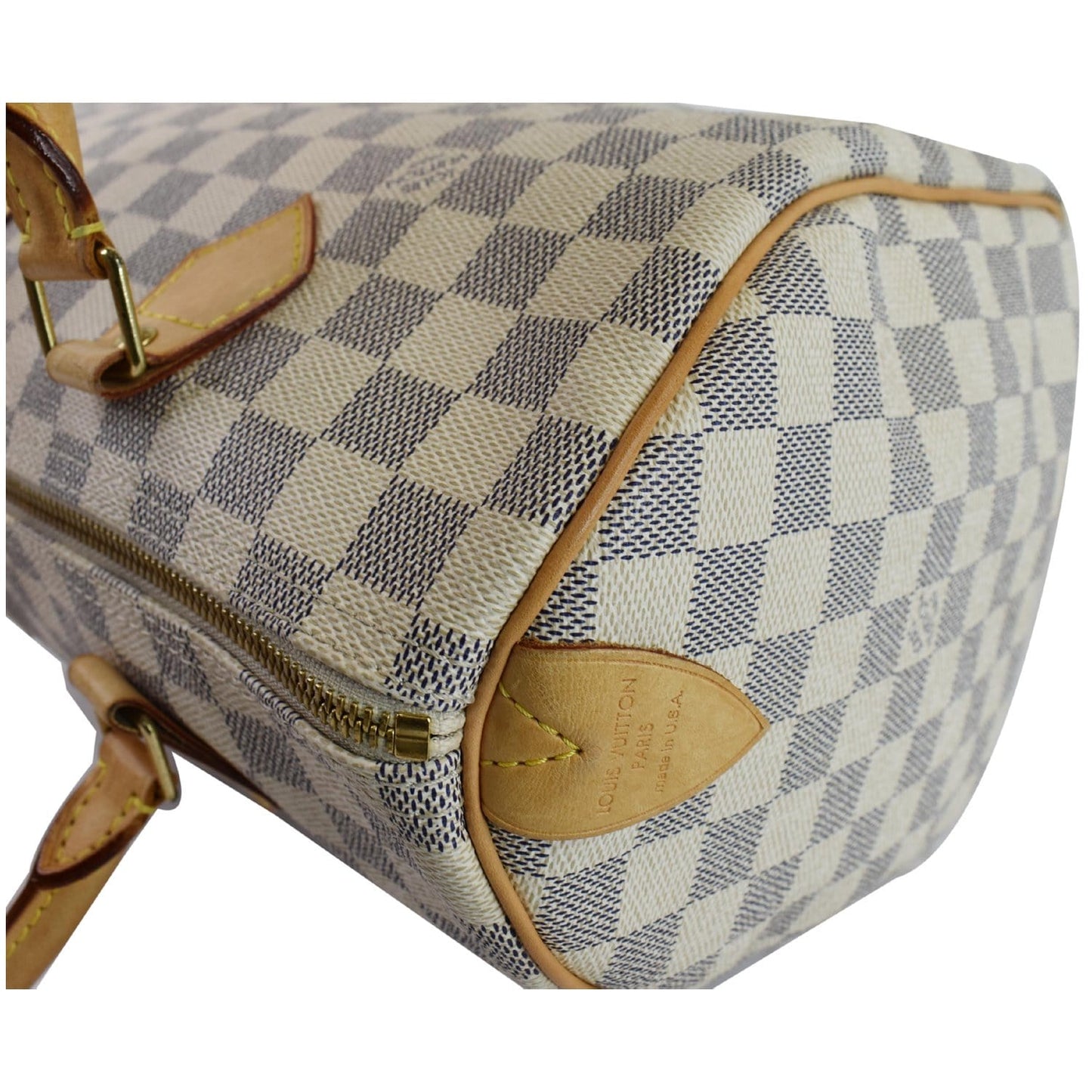 LOUIS VUITTON Speedy 30 Damier Azur Satchel Bag White