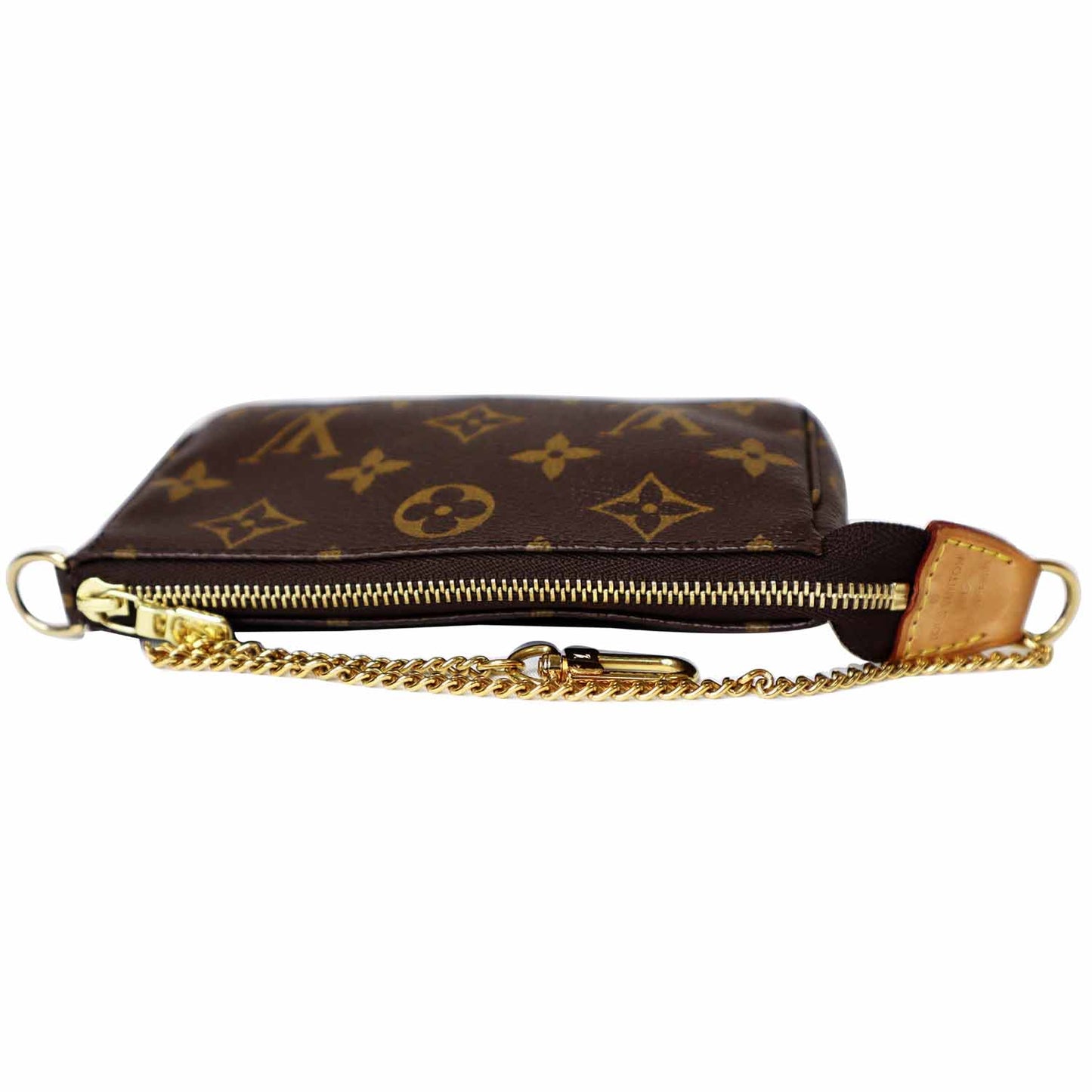 LOUIS VUITTON Mini Pochette Monogram Canvas Accessories Pouch Brown