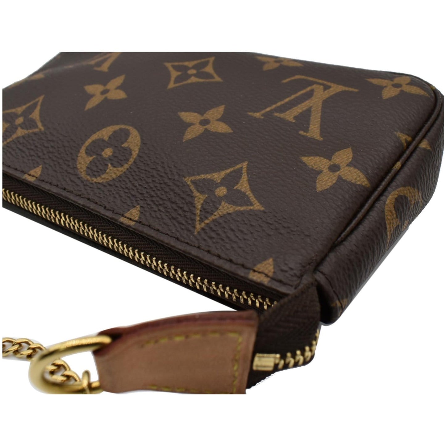 LOUIS VUITTON Mini Pochette Monogram Canvas Accessoires Pouch Brown