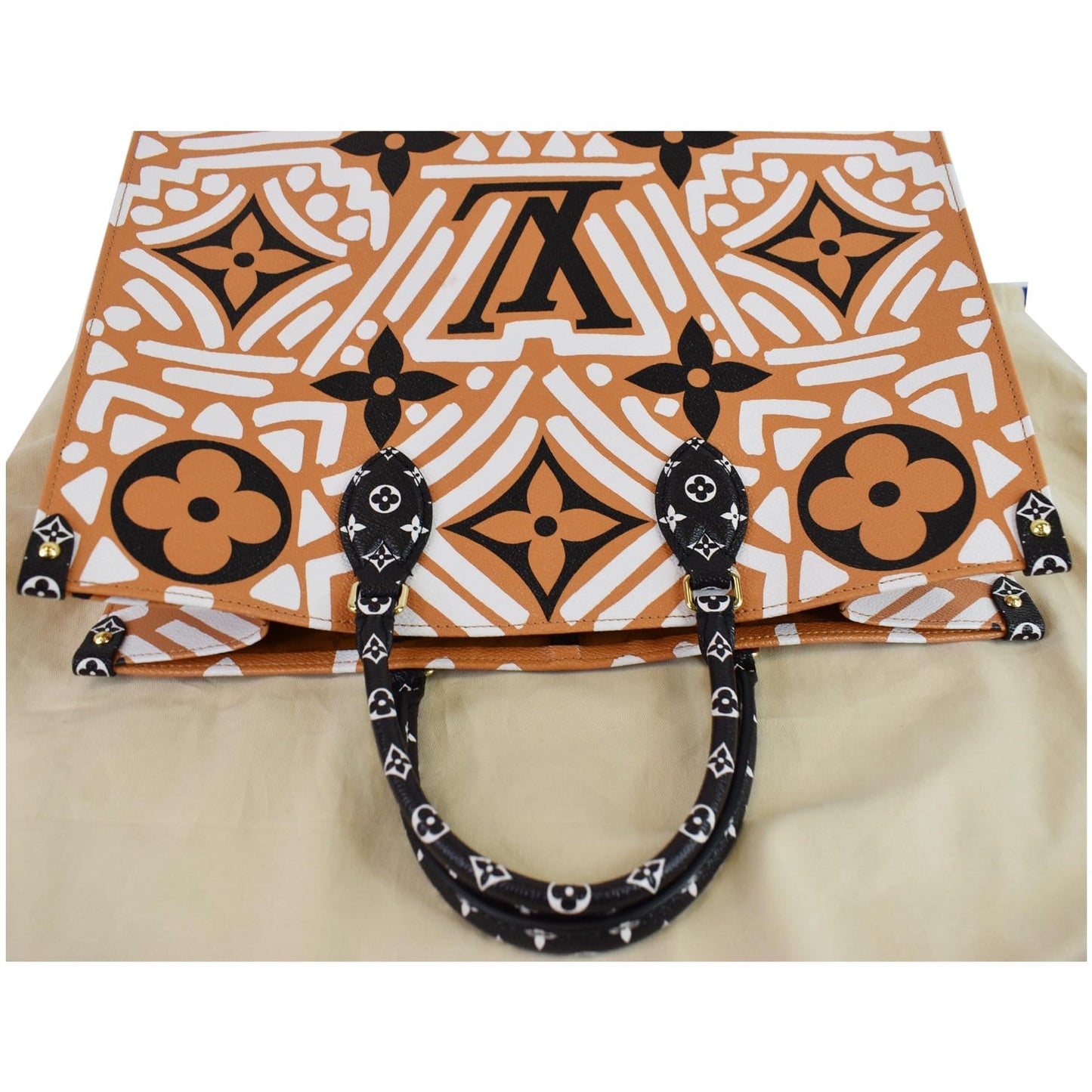 LOUIS VUITTON Onthego GM Crafty Monogram Giant Canvas Shoulder Bag Caramel