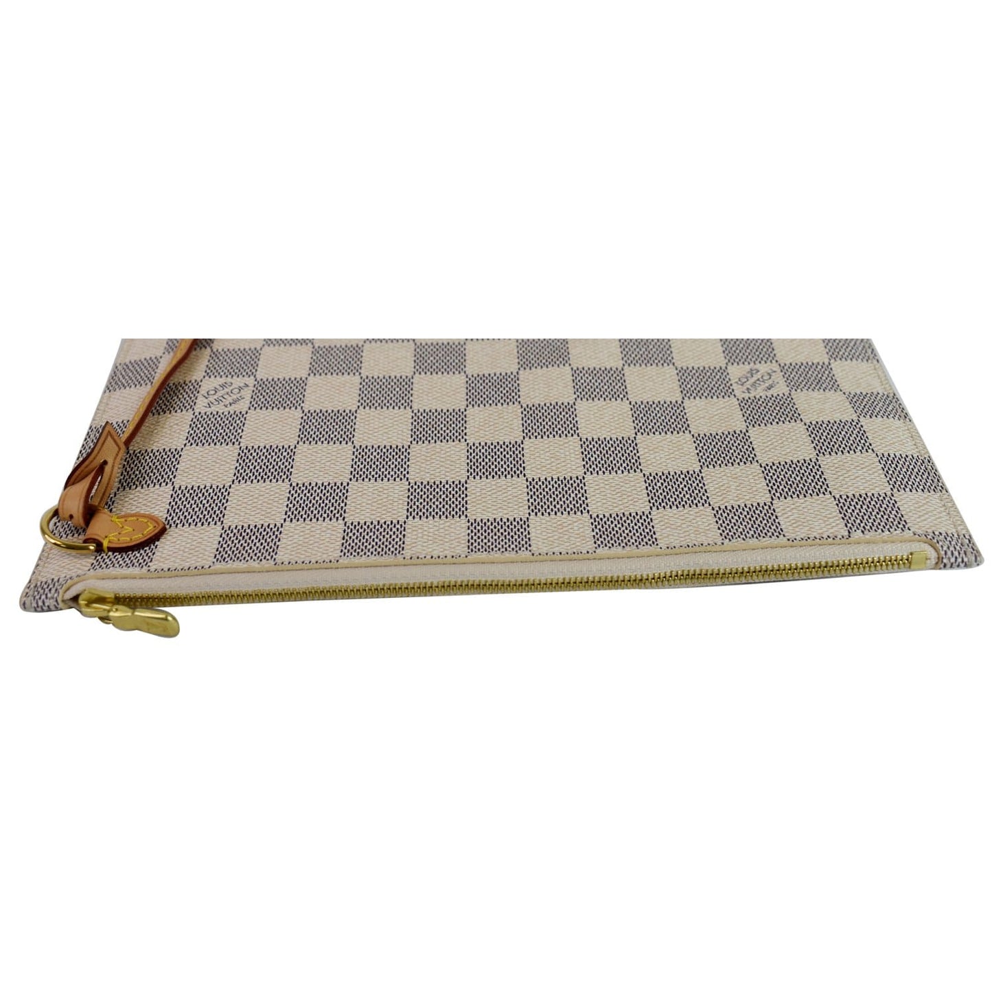 LOUIS VUITTON Pochette Wristlet Pouch Damier Azur Neverfull MM White