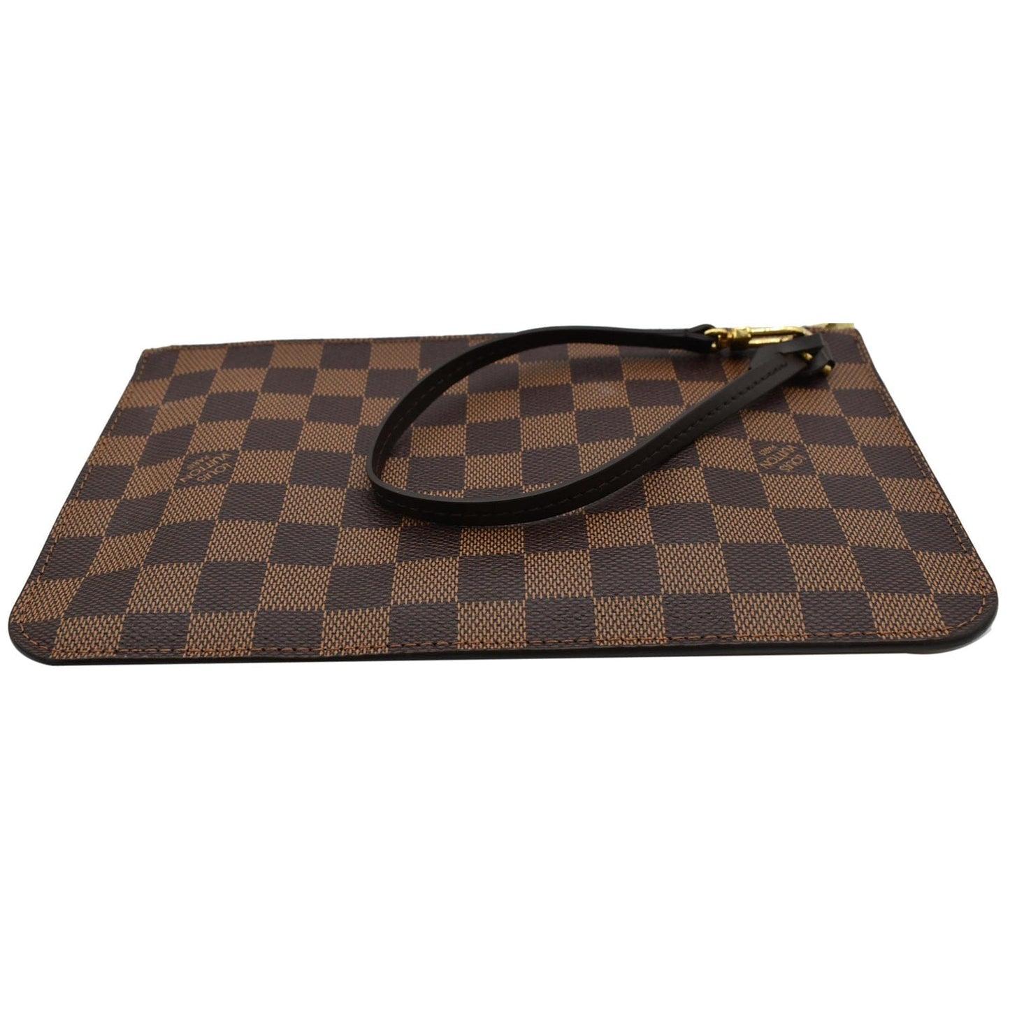 LOUIS VUITTON Neverfull MM Damier Ebene Pochette Wristlet Pouch Brown