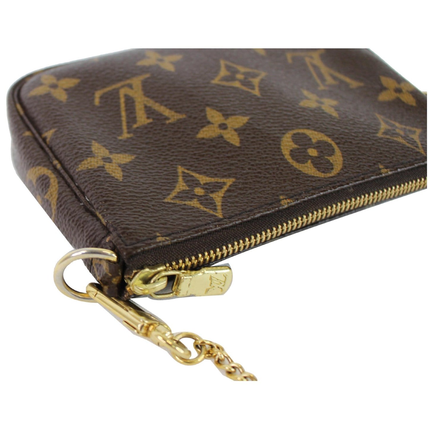 LOUIS VUITTON Mini Pochette Monogram Canvas Accessories Pouch Brown