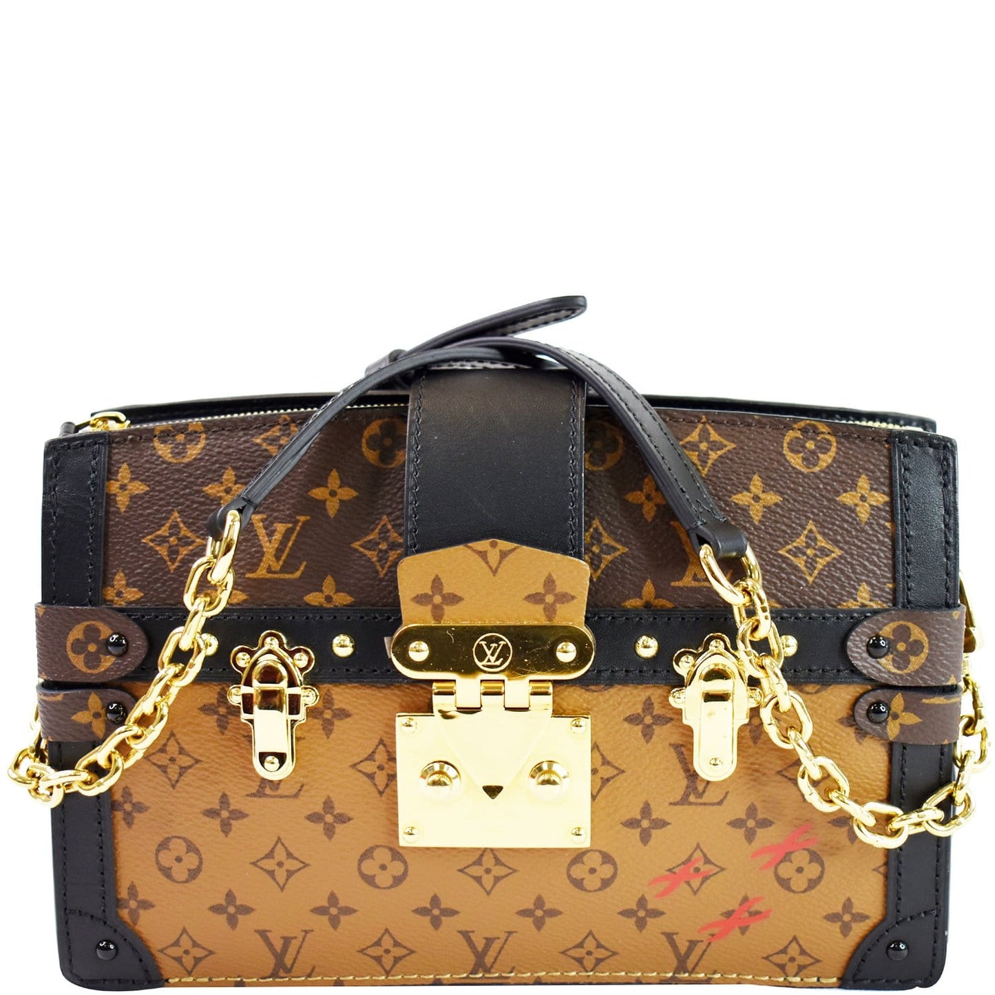 LOUIS VUITTON Petit Soft Malle Reverse Monogram Clutch Shoulder Bag Brown - 15% OFF