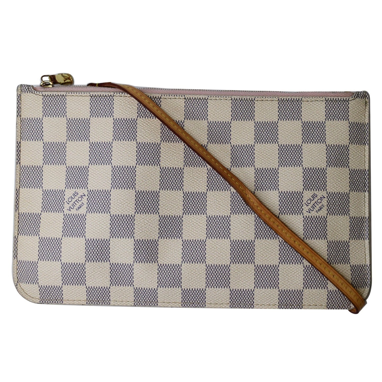 LOUIS VUITTON Pochette Wristlet Pouch Damier Azur Neverfull MM White